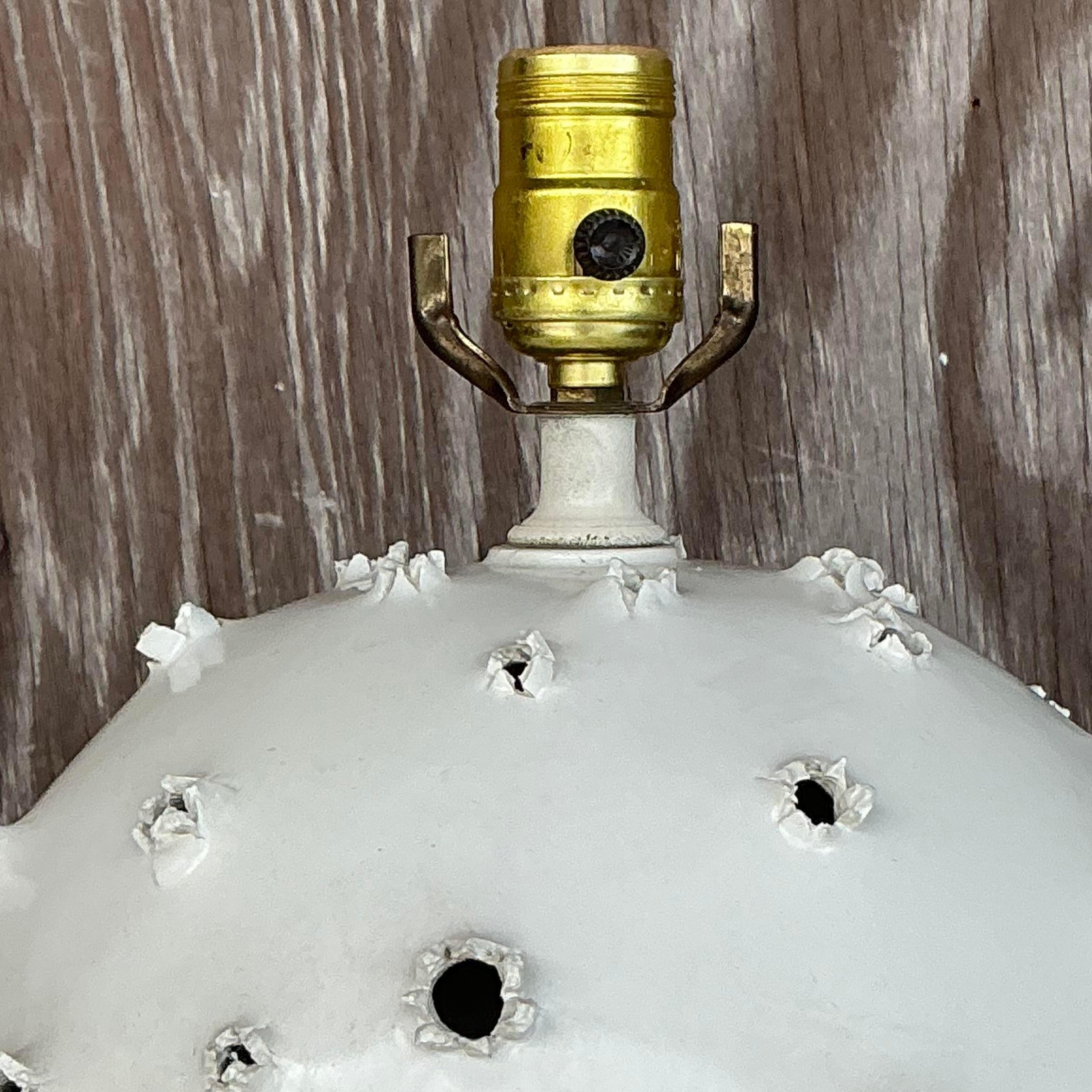 Organic Modern Vintage Boho Studio Pottery Punctured Lamp For Sale