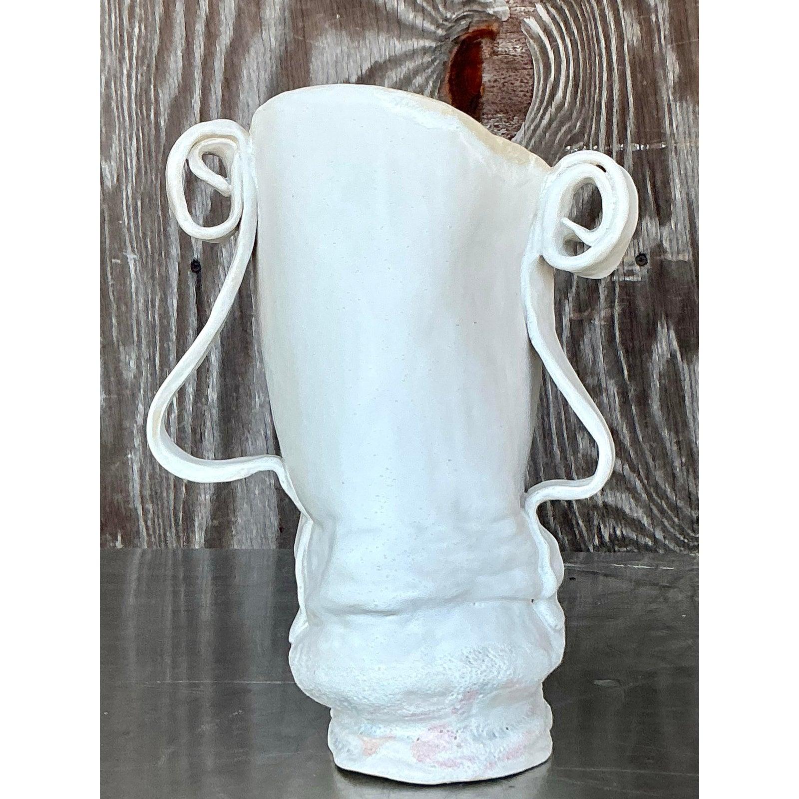 Jarrón de cintas Vintage Boho Studio Pottery en venta 3