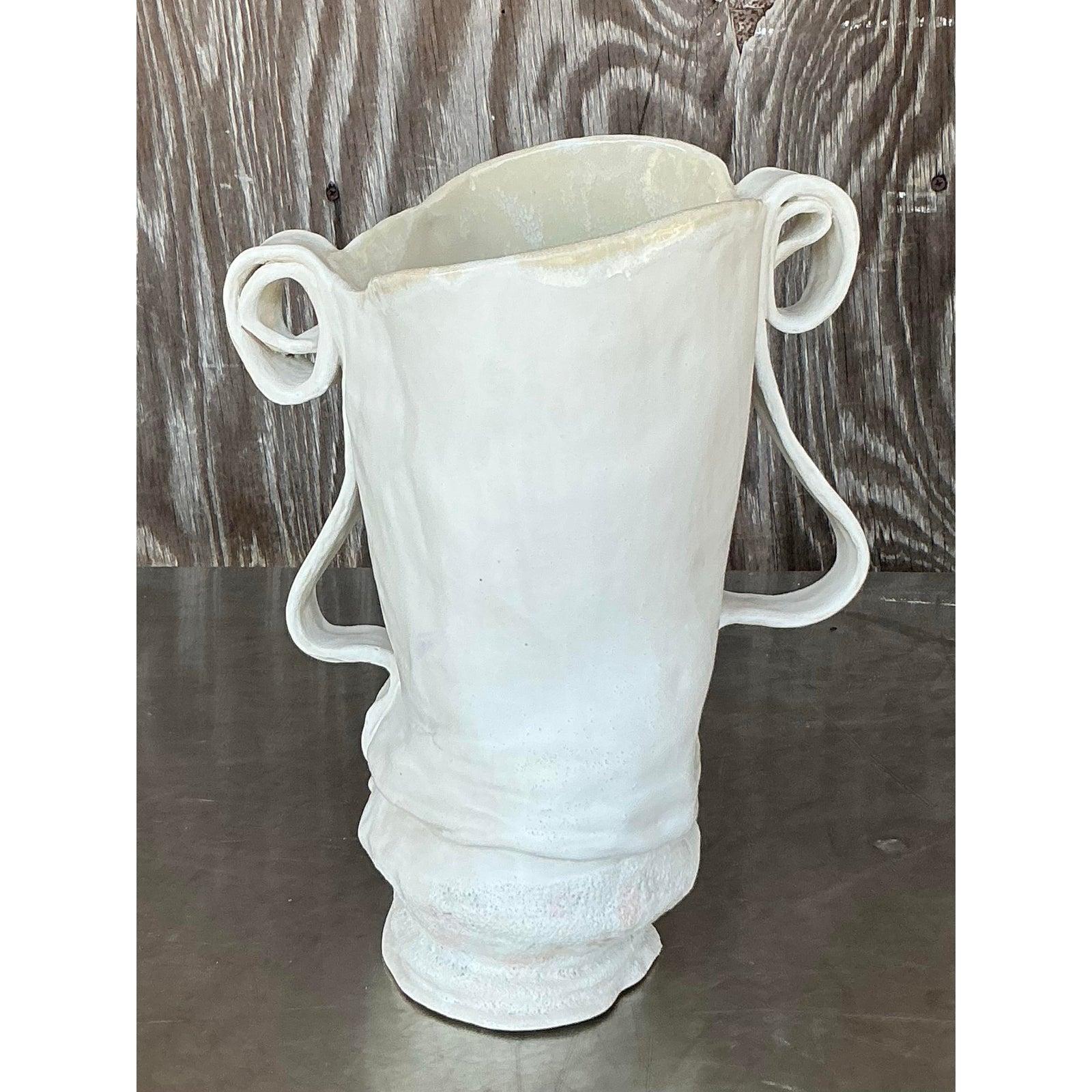 Jarrón de cintas Vintage Boho Studio Pottery en venta 4