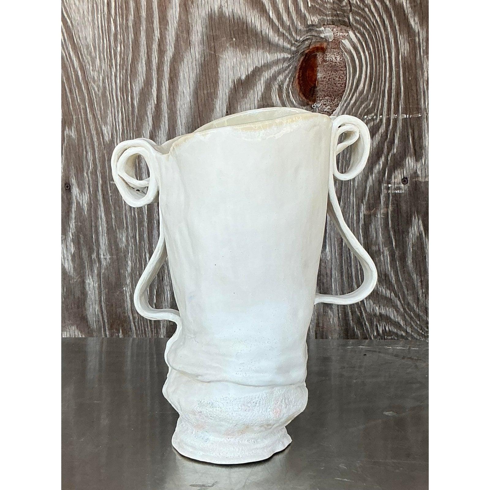 Jarrón de cintas Vintage Boho Studio Pottery en Bueno estado para la venta en west palm beach, FL
