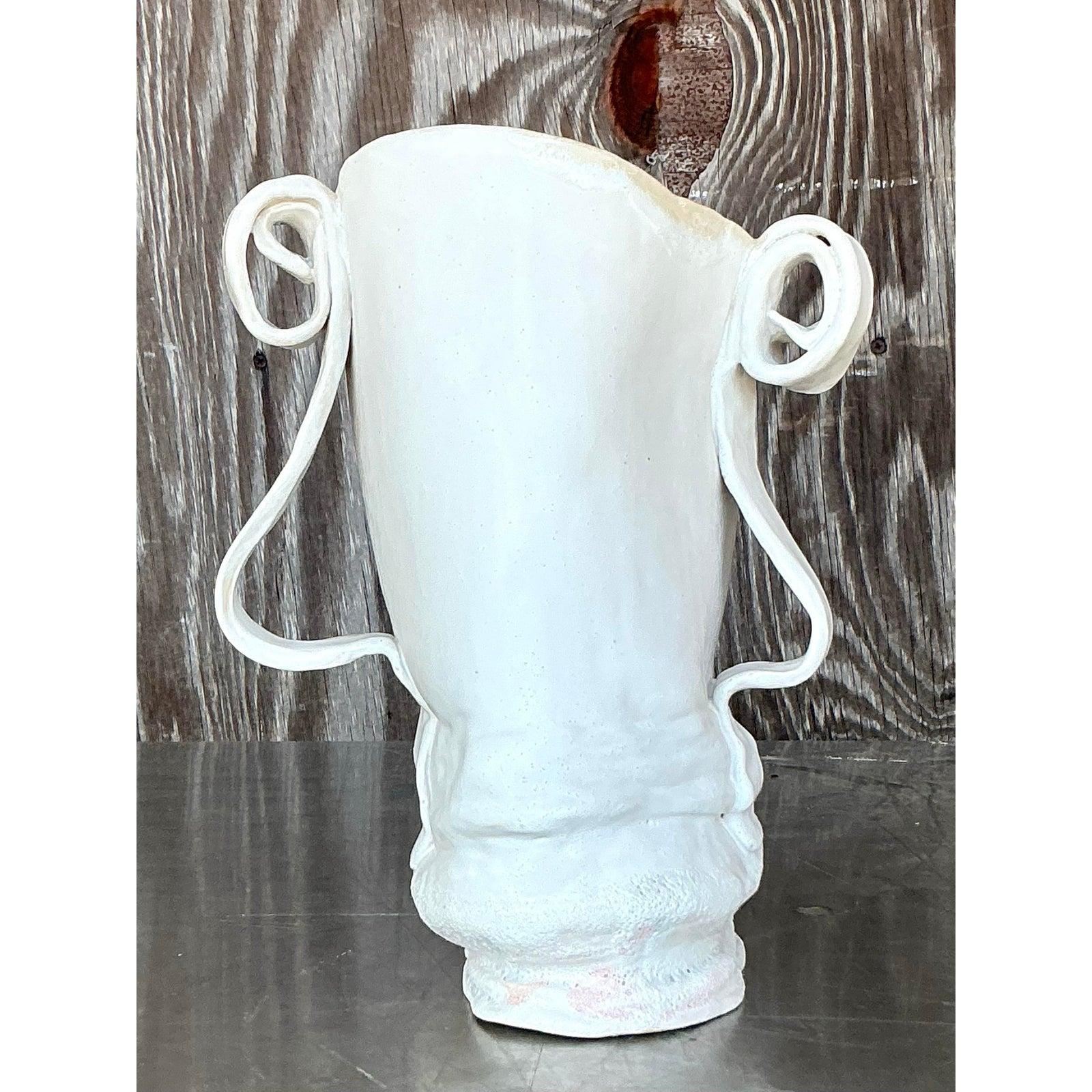 Jarrón de cintas Vintage Boho Studio Pottery en venta 2