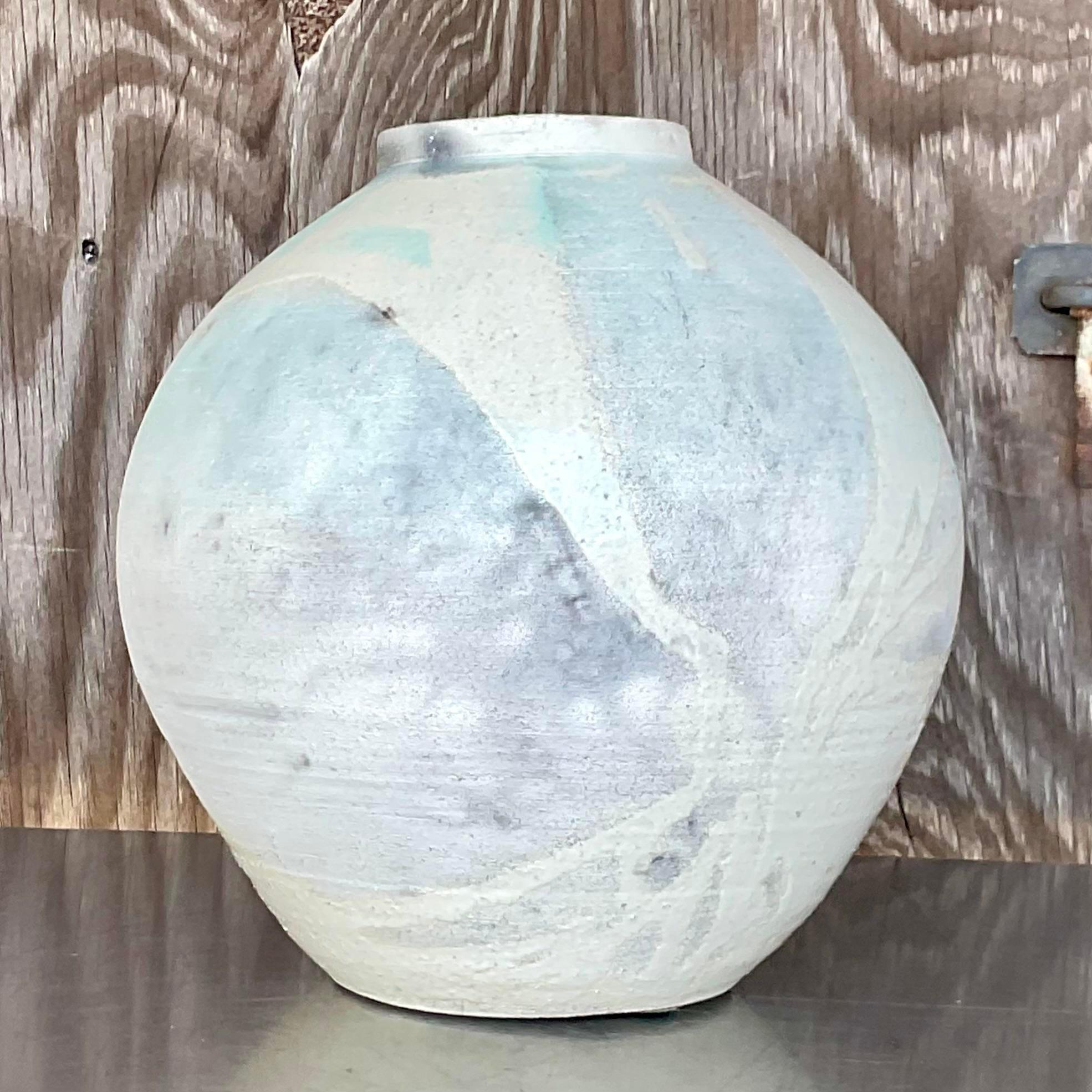 Vintage Boho Studio Pottery Sphere Vase For Sale 1