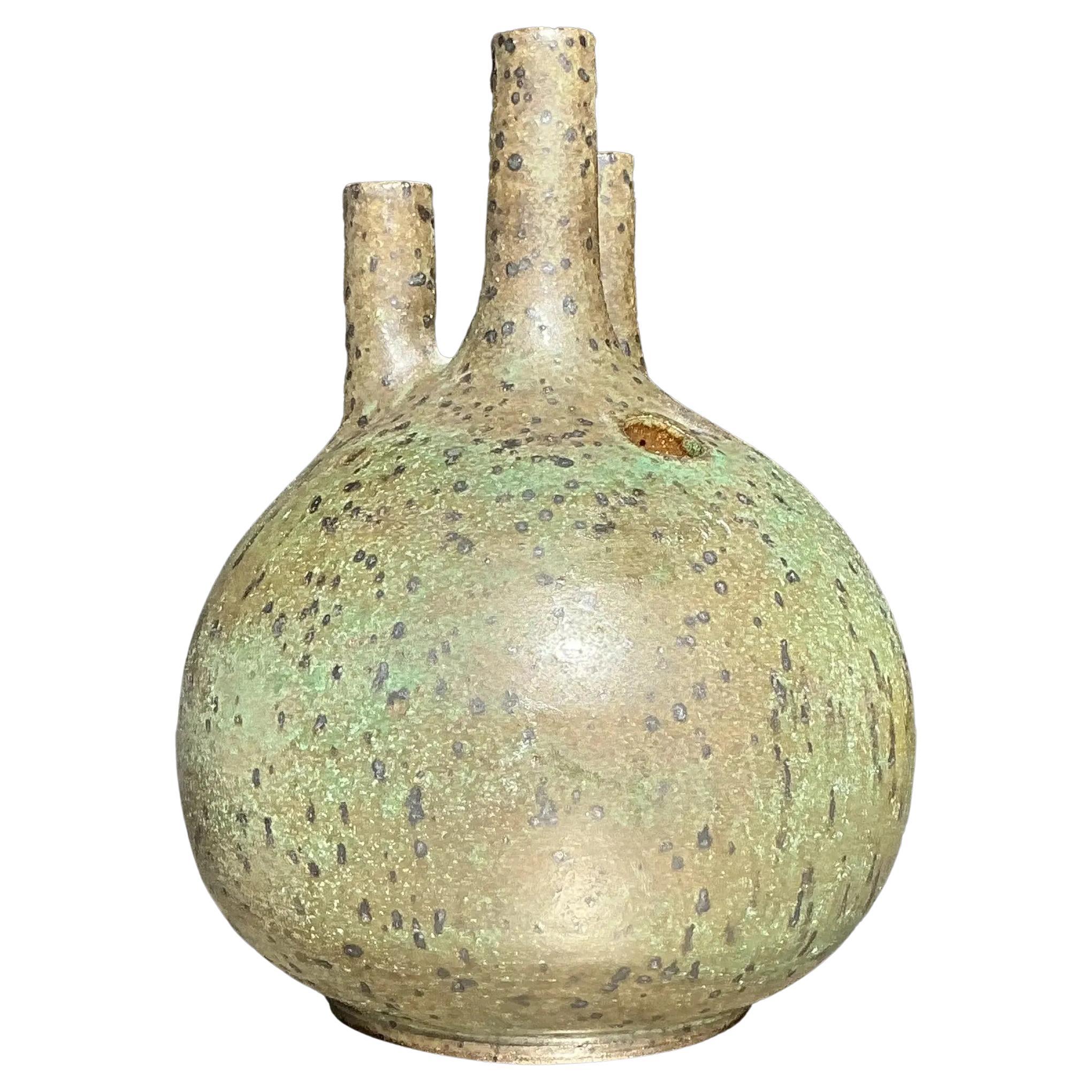 Vintage Boho Studio Pottery Stem Vase