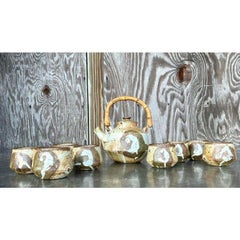 Vintage Boho Studio Pottery Tea Set- 9 Pieces