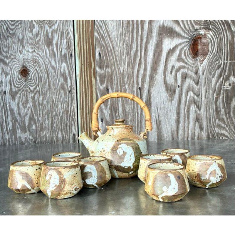 Poteries Service à thé Vintage Boho Studio Pottery - 9 Pieces en vente