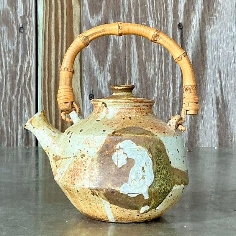 Service à thé Vintage Boho Studio Pottery - 9 Pieces en vente 2