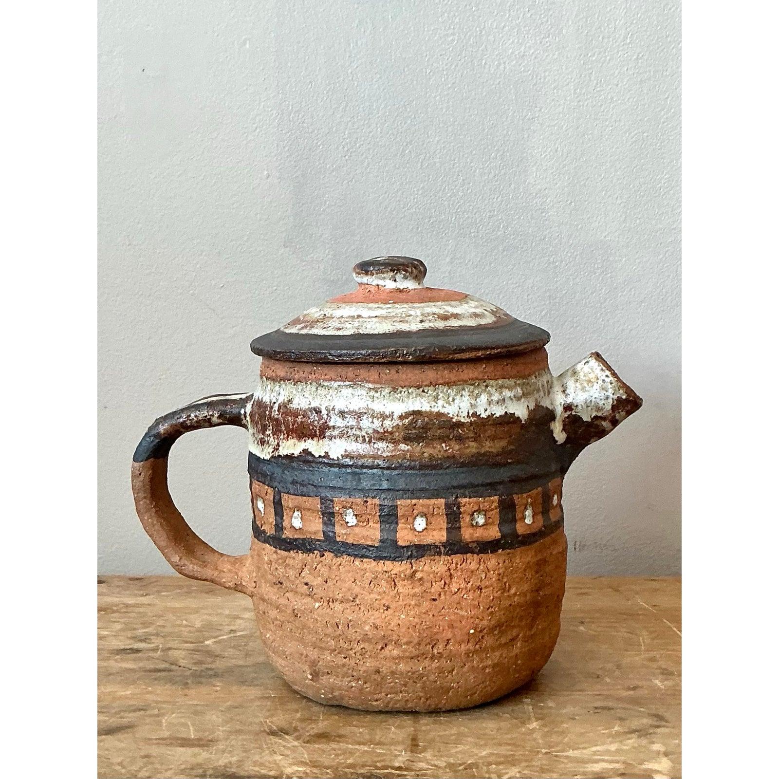 Vintage Boho Studio Pottery Teekanne im Zustand „Gut“ im Angebot in West Palm Beach, FL