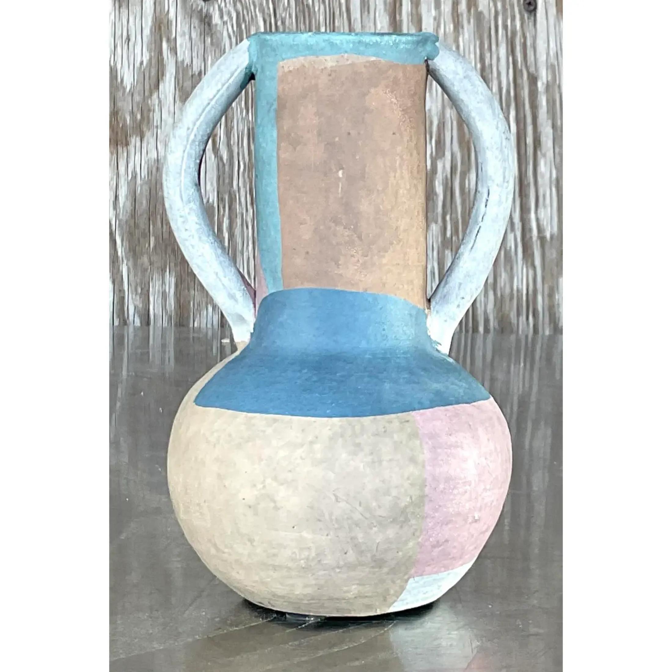 Bohemian Vintage Boho Studio Pottery Vase For Sale