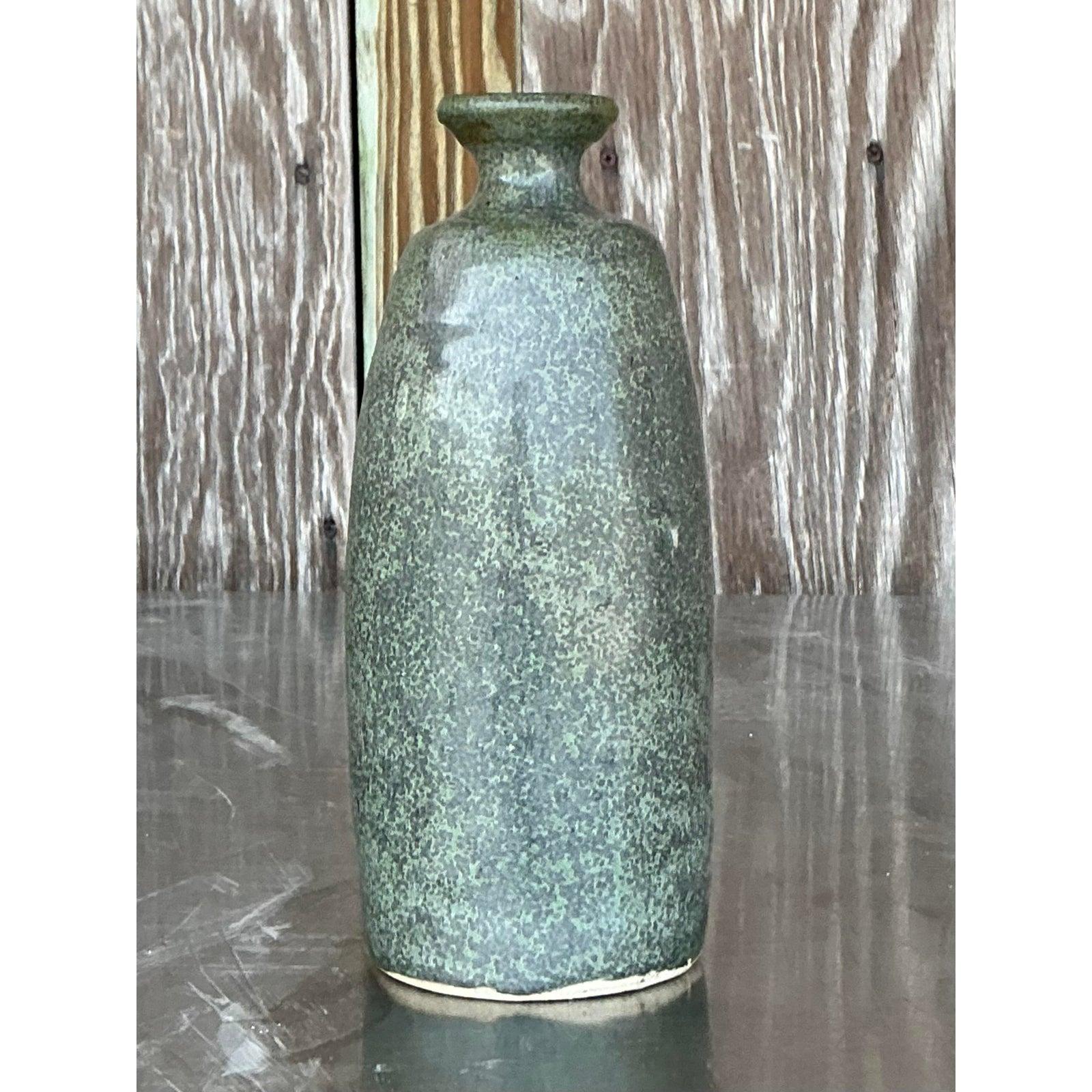 American Vintage Boho Studio Pottery Vase For Sale