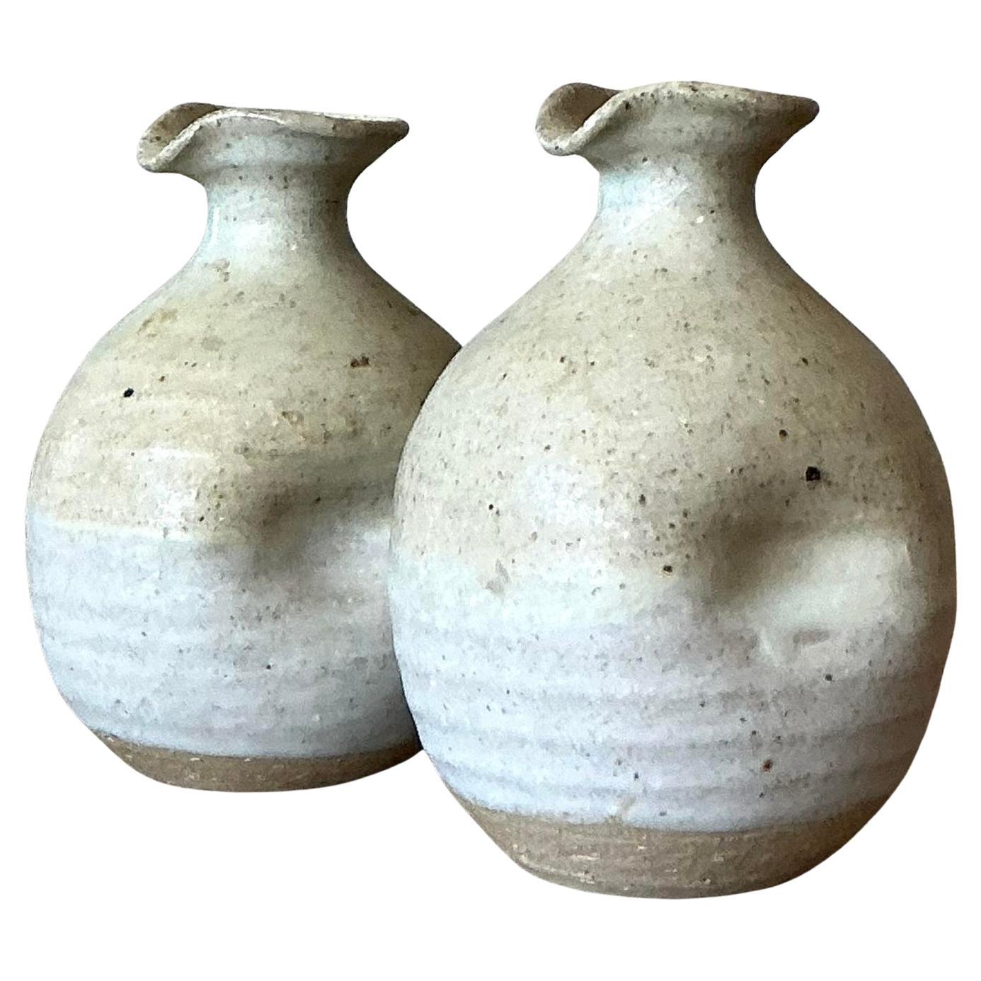 Vintage Boho Studio Pottery Vasen - Ein Paar