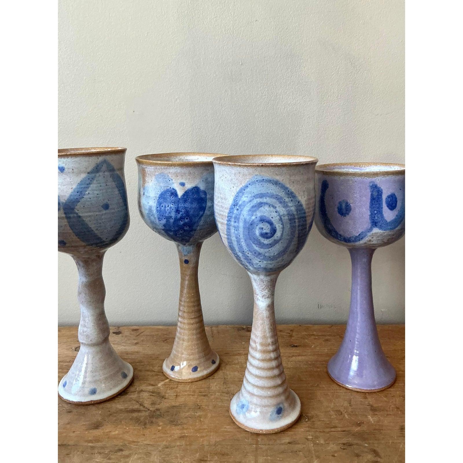 Vintage Boho Studio Pottery Weingläser - Satz von 6 im Angebot 5