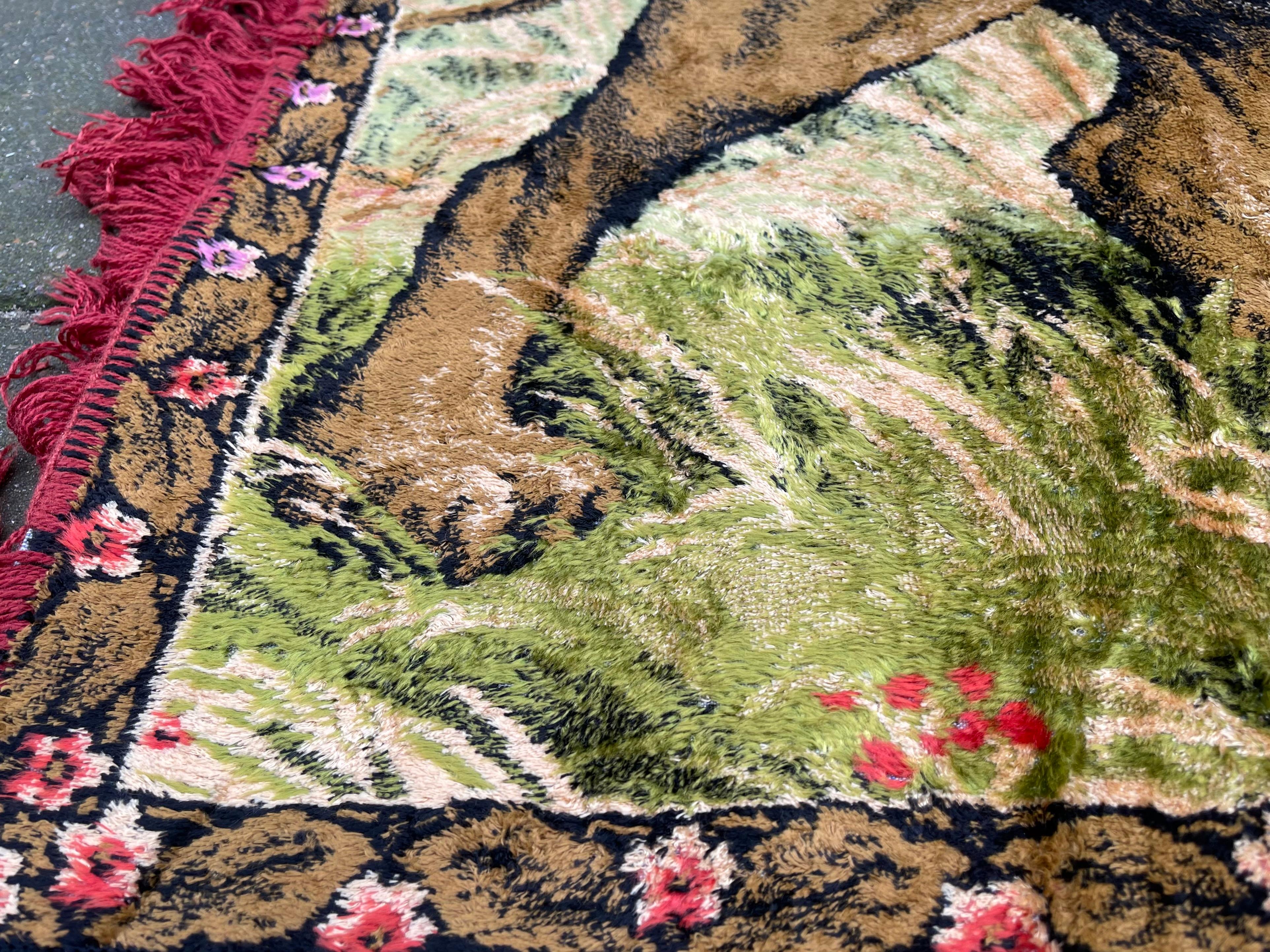 Vintage Boho-Stil gewebt Samt Wandteppich einer Löwenfamilie, 1970er Jahre im Zustand „Gut“ im Angebot in Esbjerg, DK