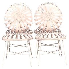 Vintage Boho “Sunburst” Iron Dining Chairs After Francois Carre - Set of 4
