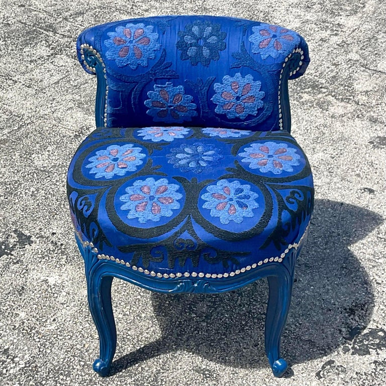 Vintage Boho Suzani Vanity Stool For Sale at 1stDibs