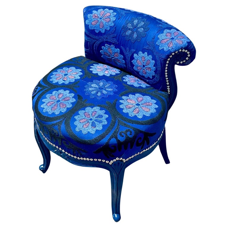Vintage Boho Suzani Vanity Stool For Sale at 1stDibs