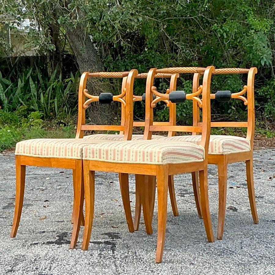 Tappezzeria Sedie da pranzo Biedermeier svedesi d'epoca - Set di 4 sedie in vendita