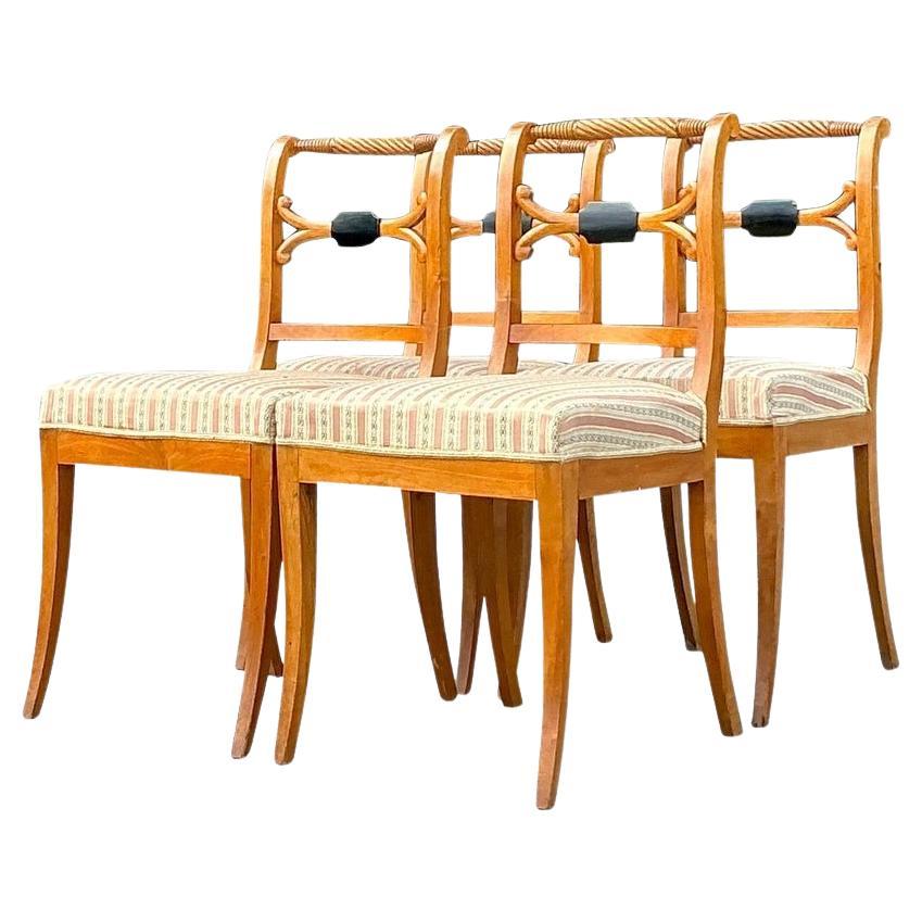 Vintage Boho Swedish Biedermeier Dining Chairs- Set of 4