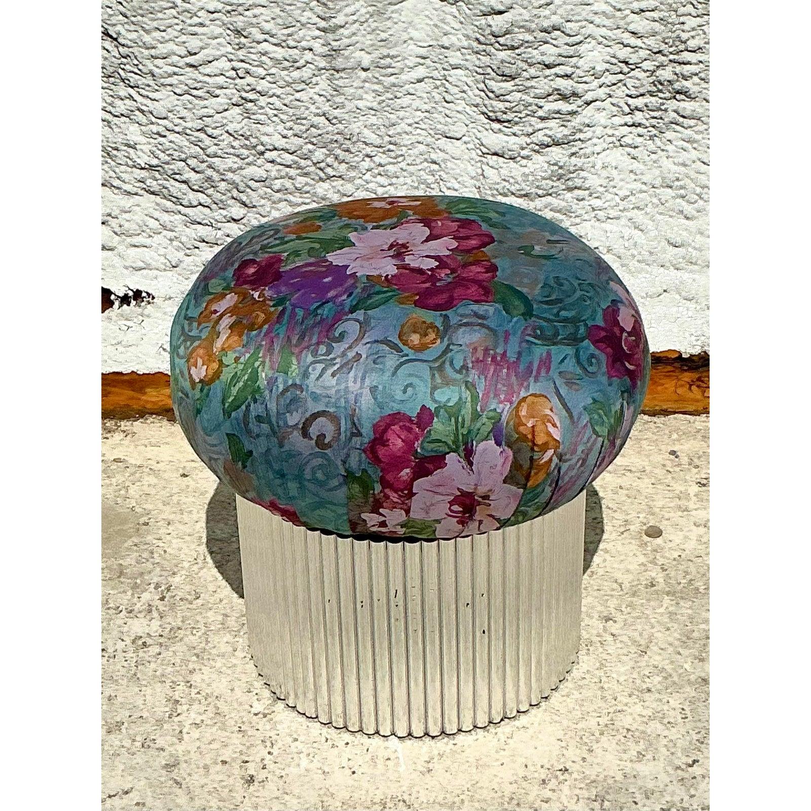 Américain Vintage Boho Swivel Ottoman After Thayer Coggin en vente
