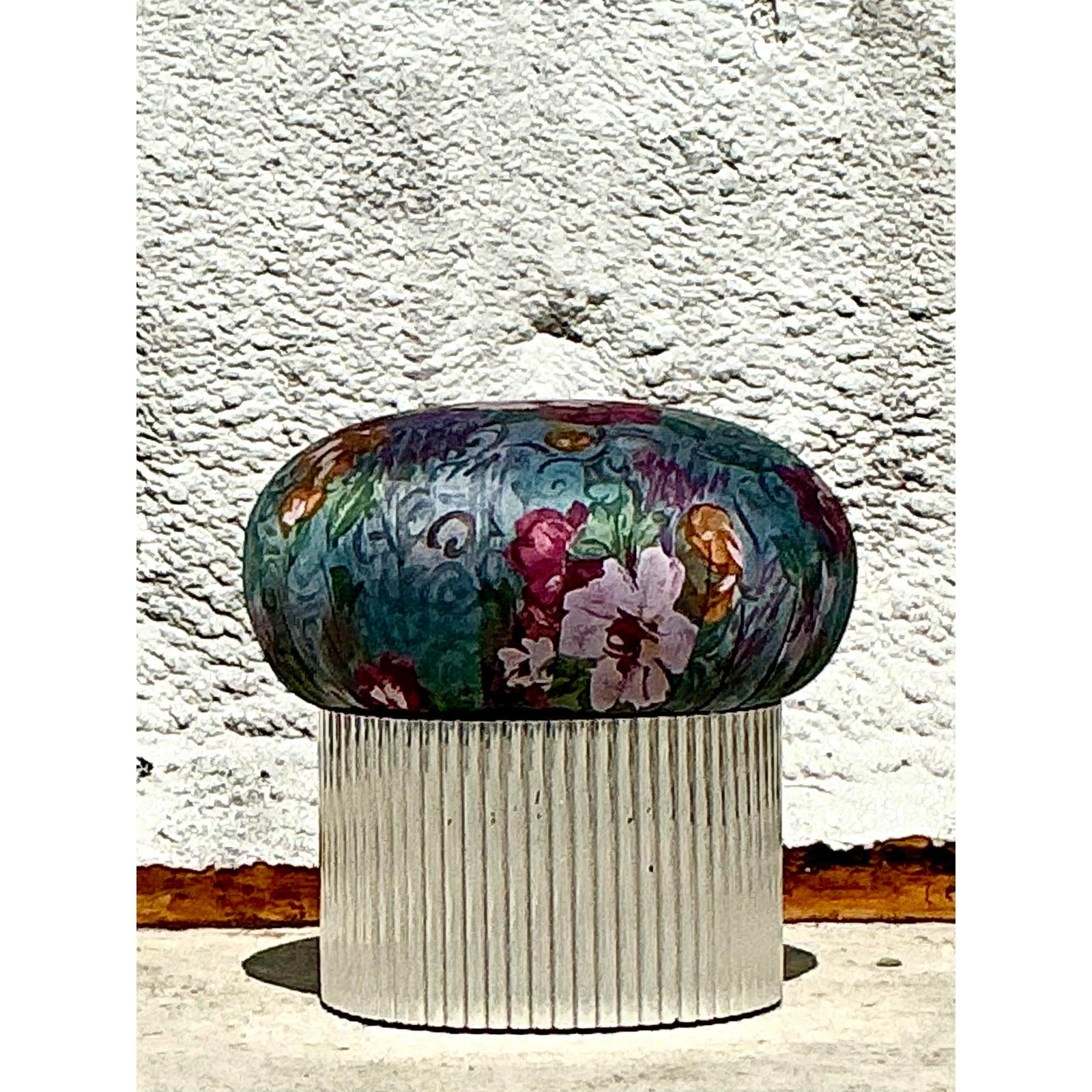 Vintage Boho Swivel Ottoman After Thayer Coggin Bon état - En vente à west palm beach, FL