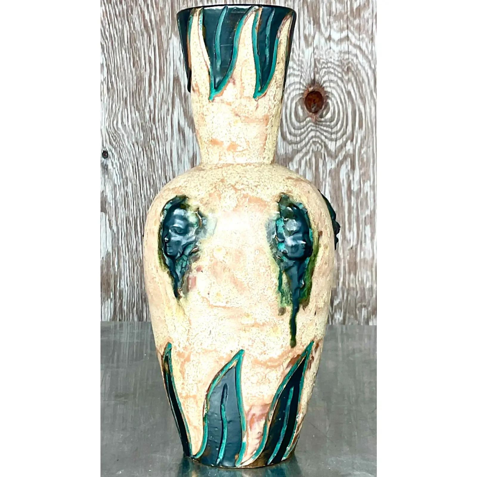 Vintage Boho Sylvain Subblet Signed Studio Pottery Vase For Sale 2