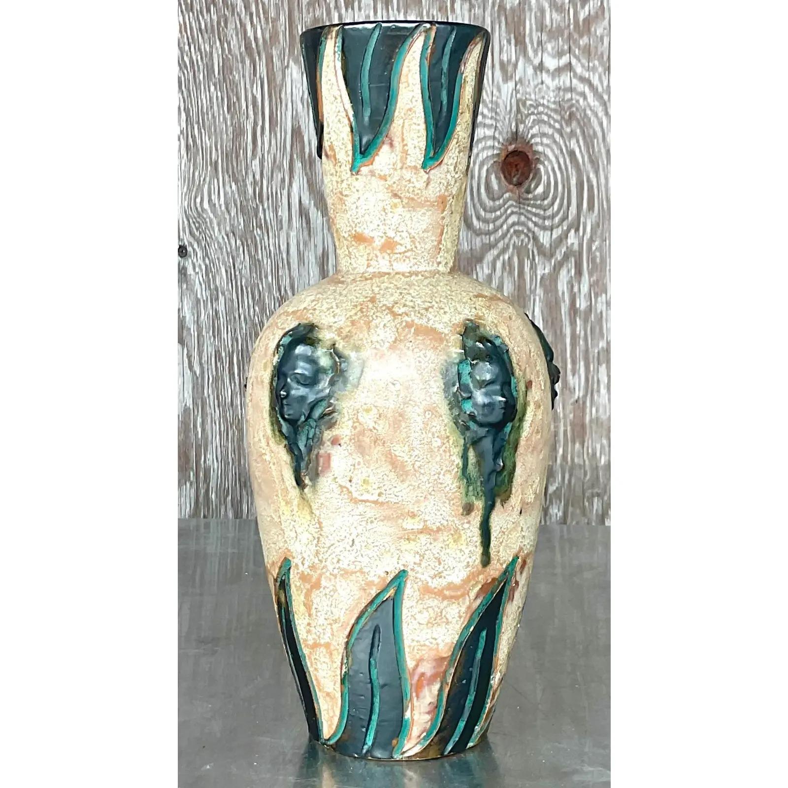 Vintage Boho Sylvain Subblet Signed Studio Pottery Vase For Sale 4