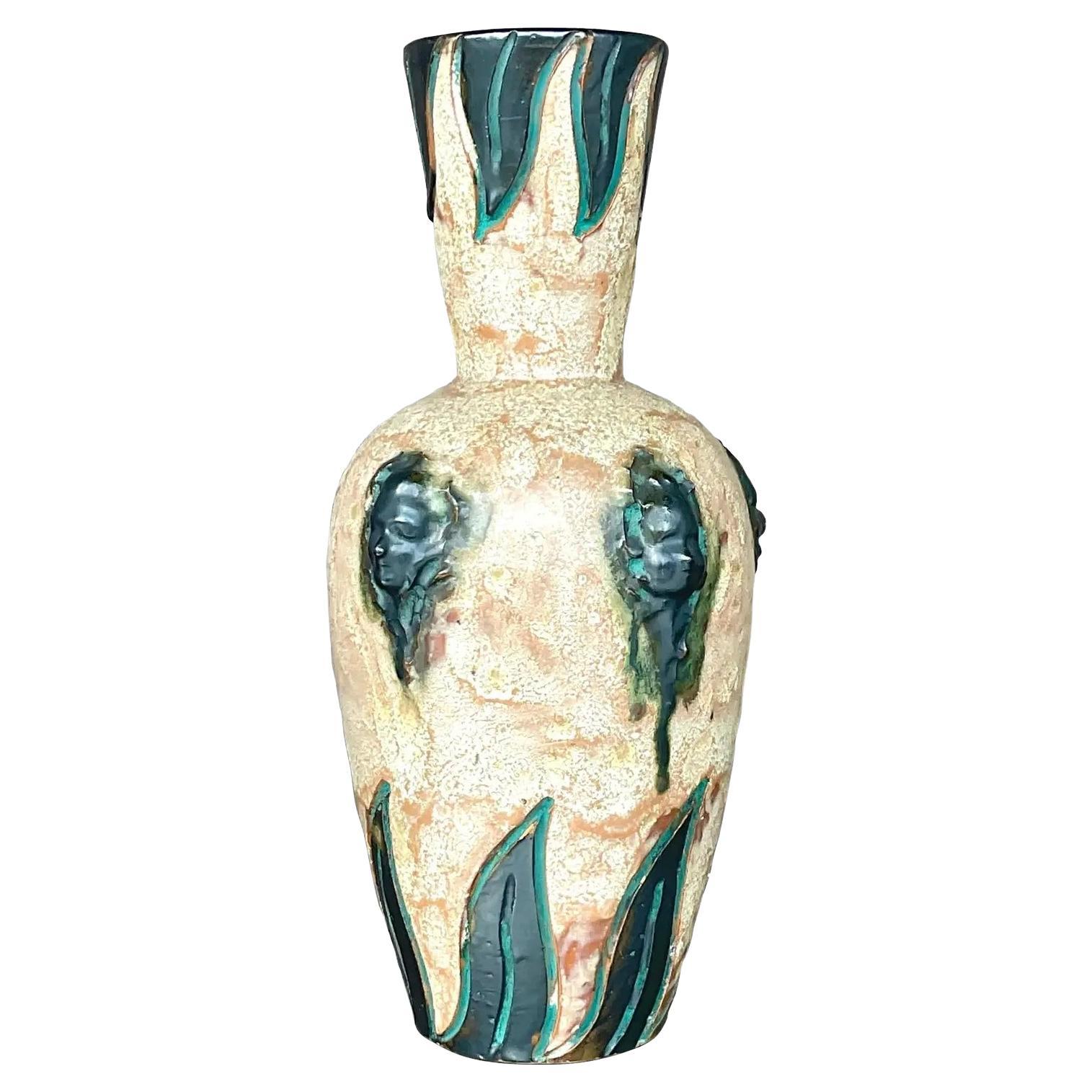 Vintage Boho Sylvain Subblet Signed Studio Pottery Vase For Sale
