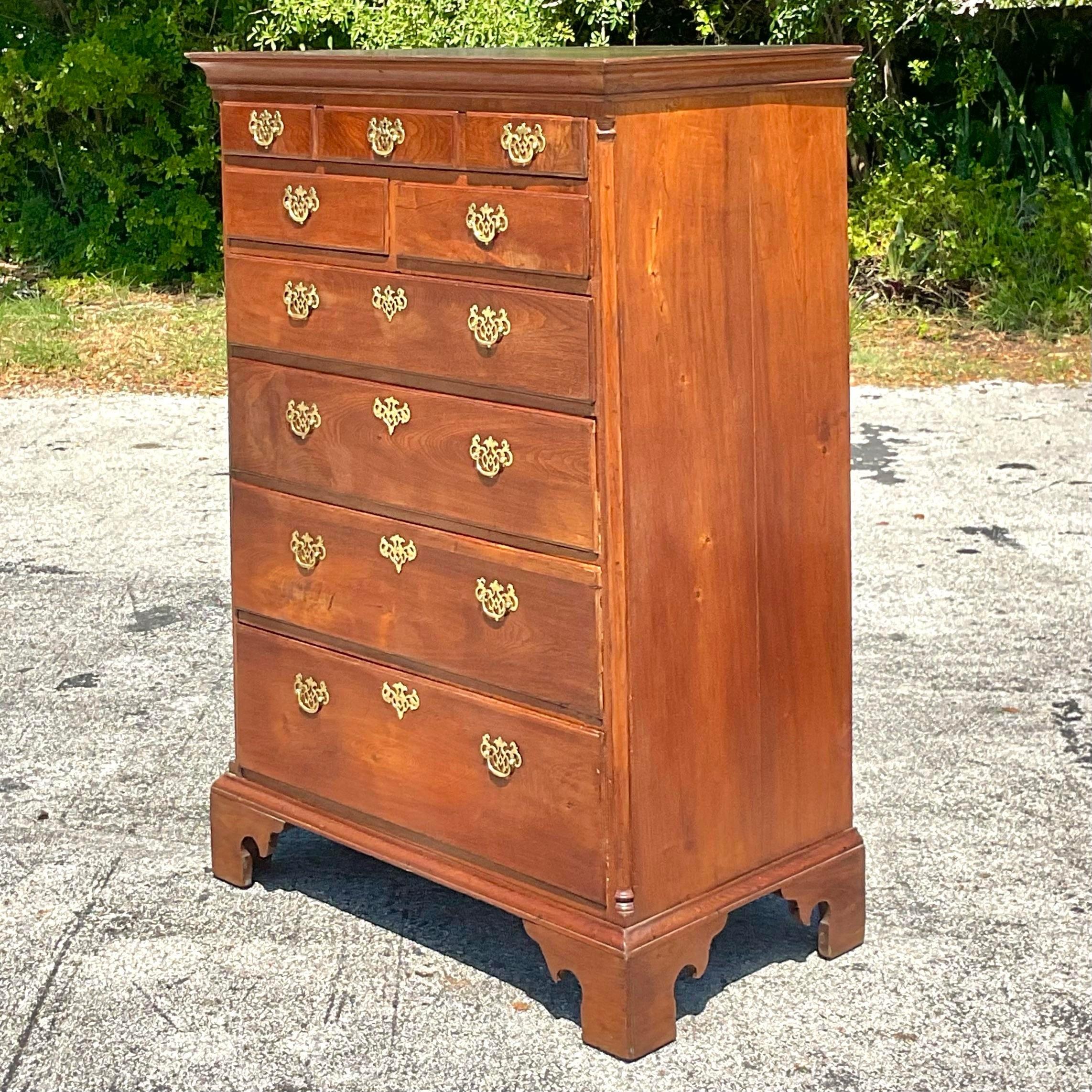 20th Century Vintage Boho Tall Chest of Drawers