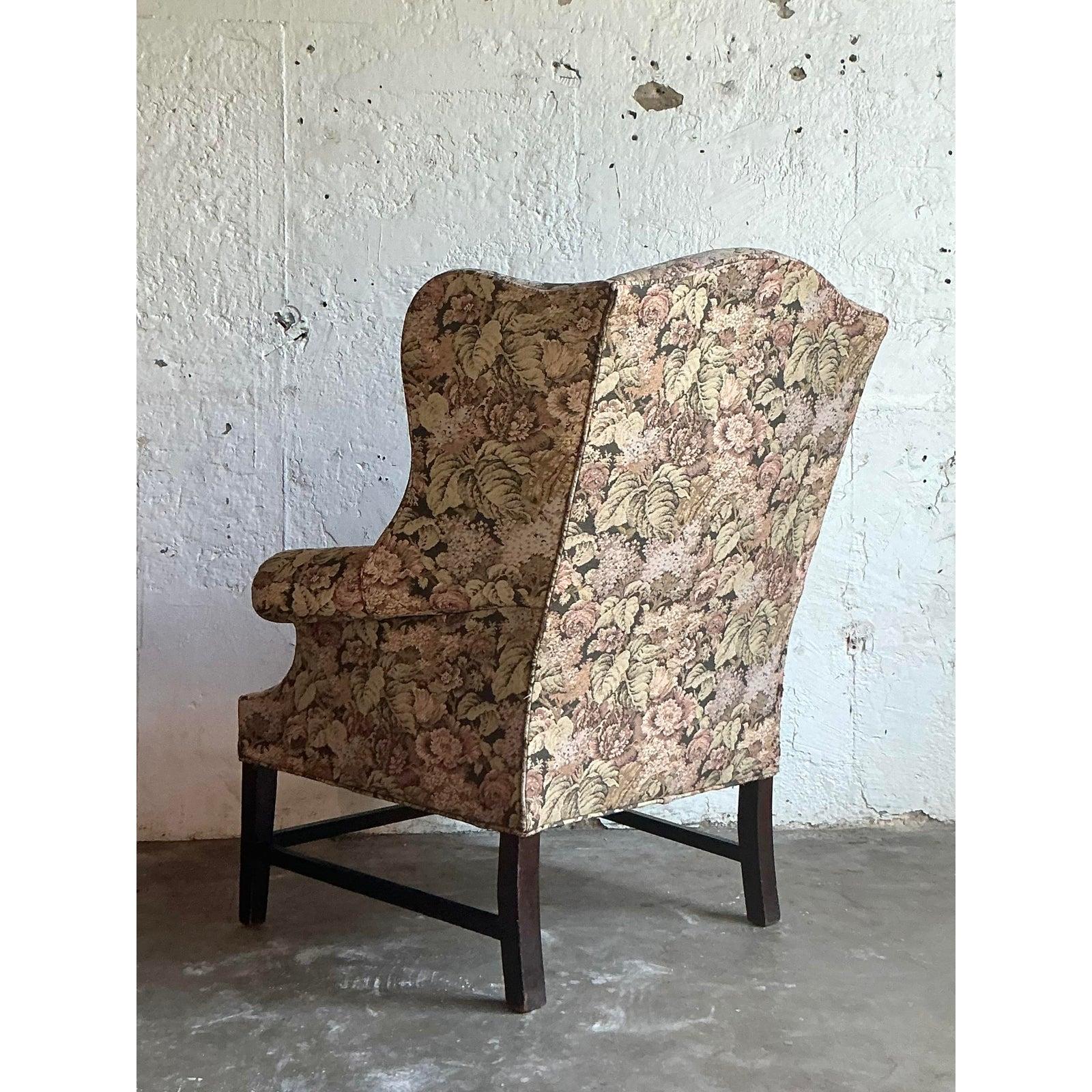 Américain Chaise à dossier vintage en tapisserie Boho en vente