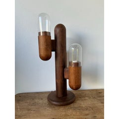 Vintage Boho Teak Charles Gibilterra Cactus Lamp