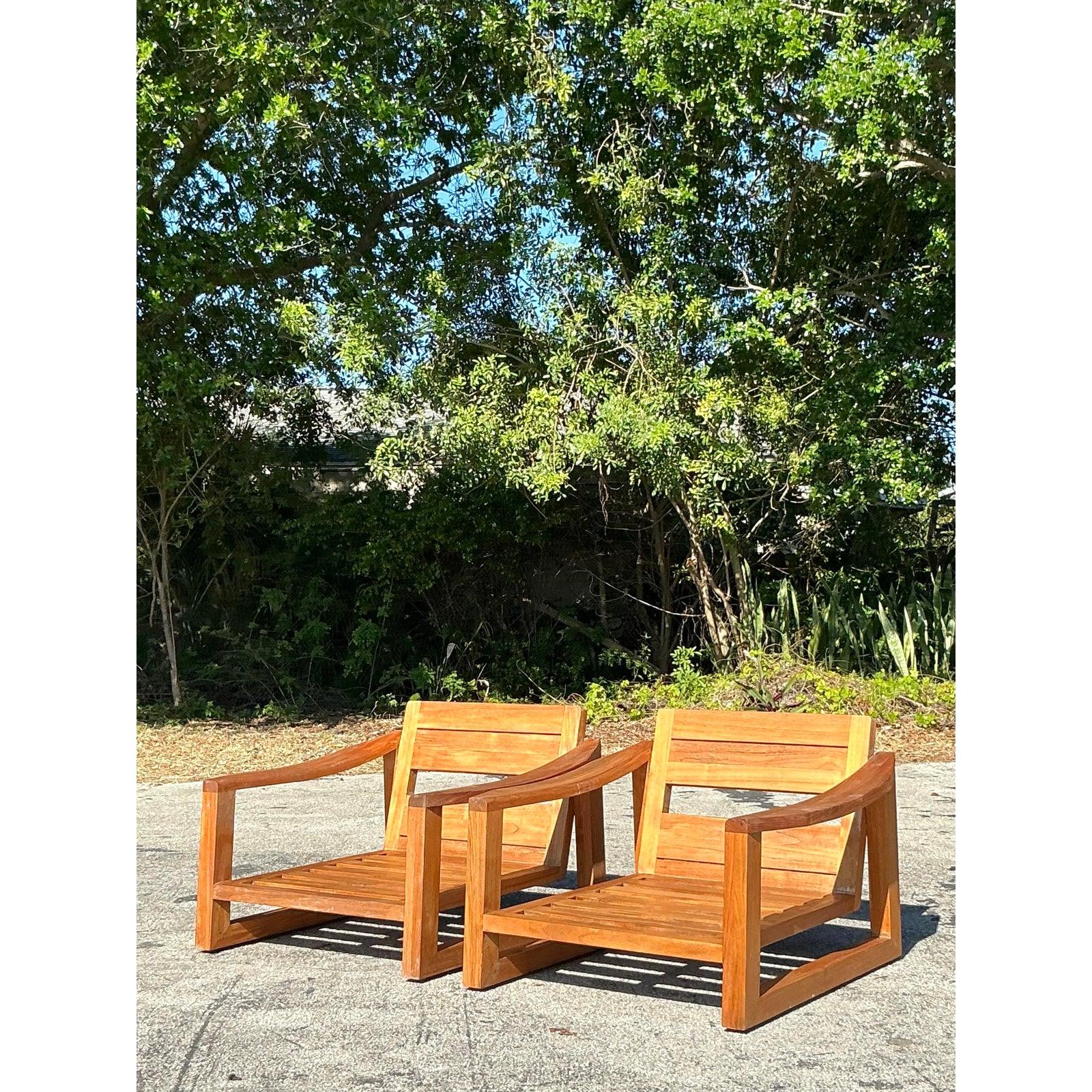 Americano Sedie da salotto in teak Boho vintage - Una coppia in vendita