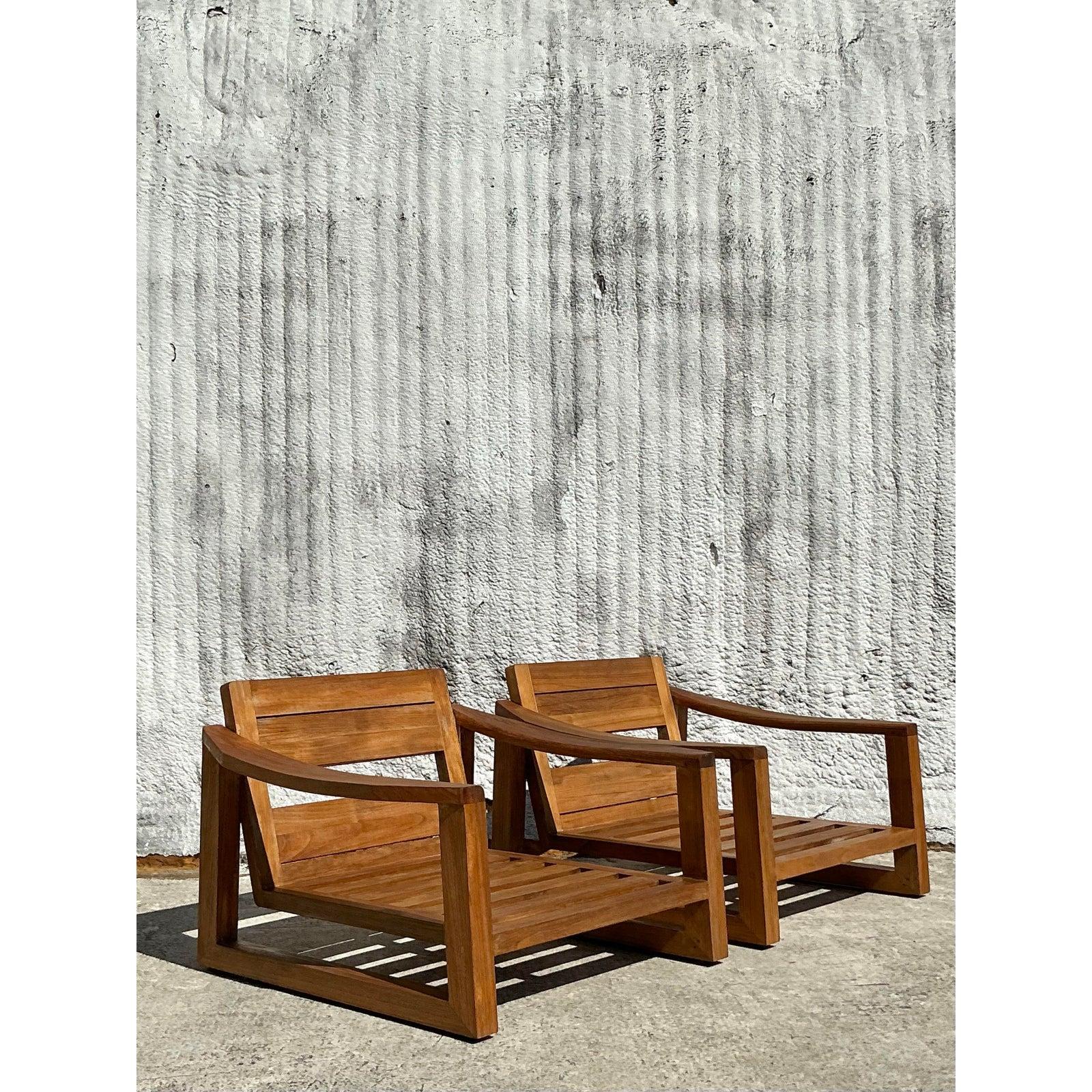 Sedie da salotto in teak Boho vintage - Una coppia In condizioni buone in vendita a west palm beach, FL