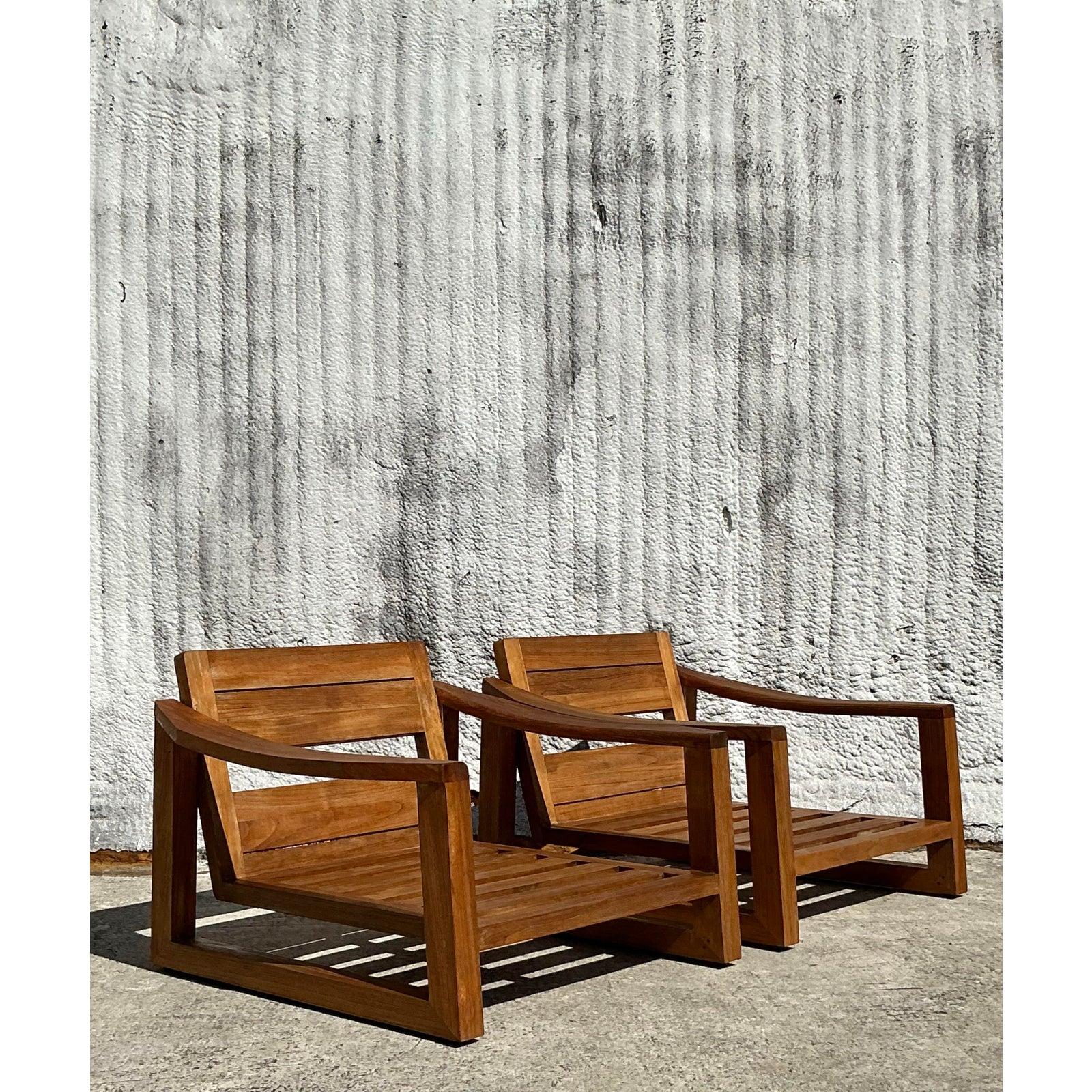 XXI secolo e contemporaneo Sedie da salotto in teak Boho vintage - Una coppia in vendita