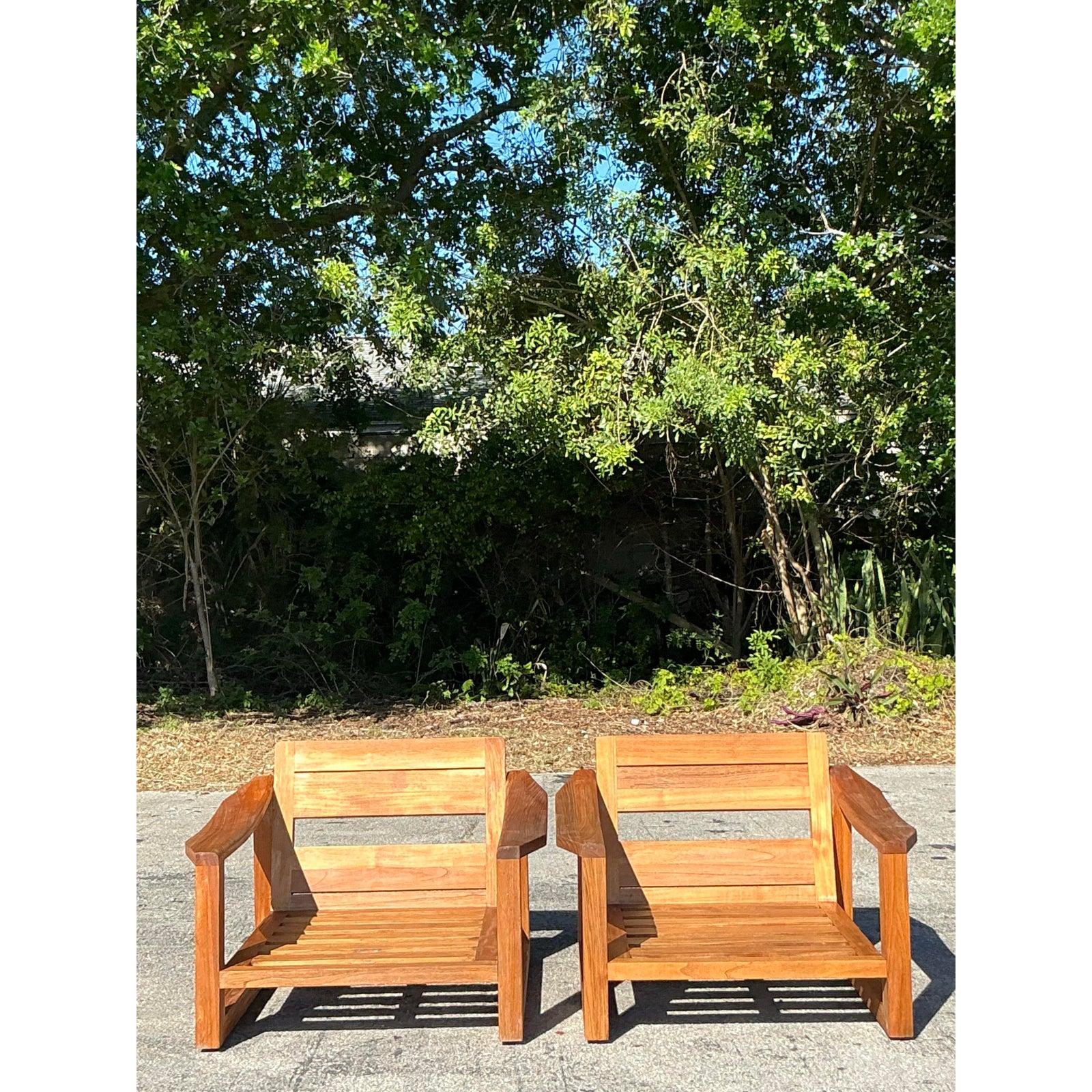 Teak Sedie da salotto in teak Boho vintage - Una coppia in vendita
