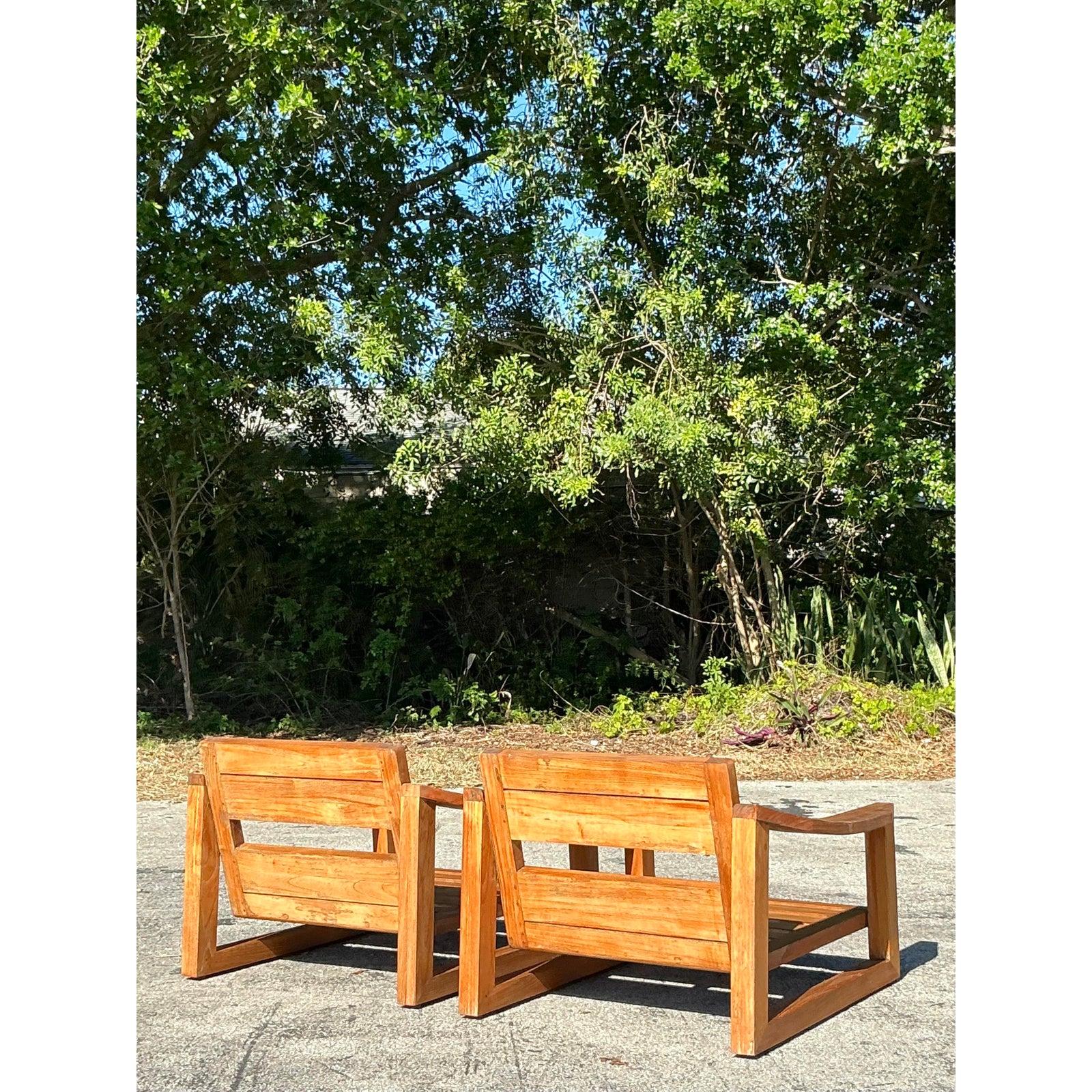 Sedie da salotto in teak Boho vintage - Una coppia in vendita 2