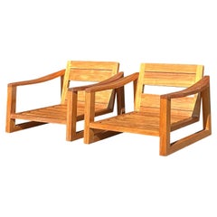 Chaises longues Boho en teck - une paire