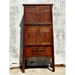Vintage Boho Teak Tall Cabinet