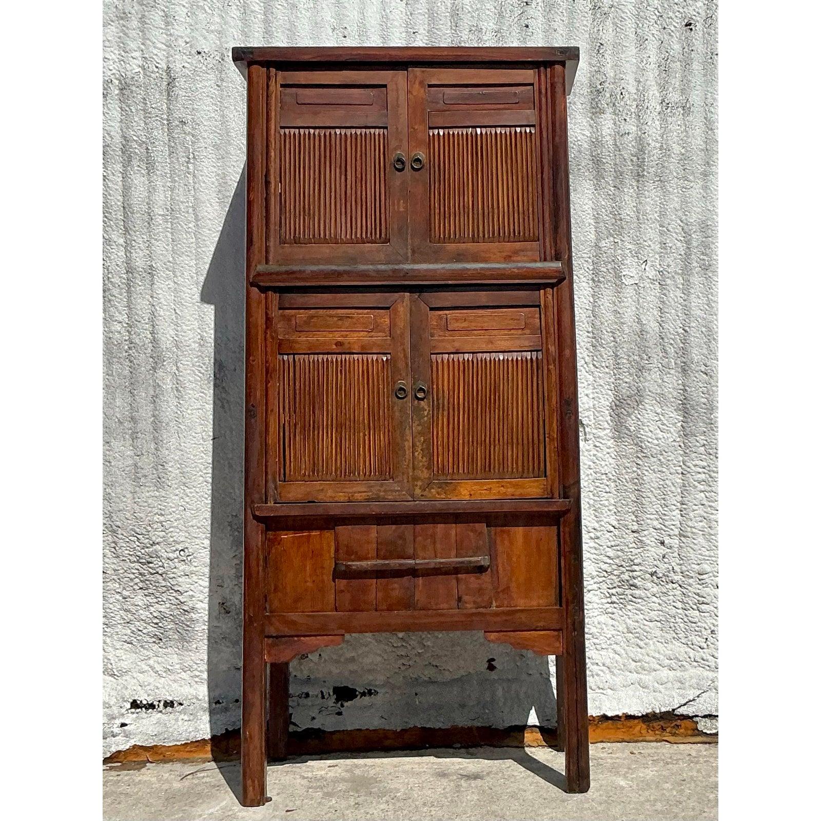 Vintage Boho Teak Tall Cabinet For Sale 2