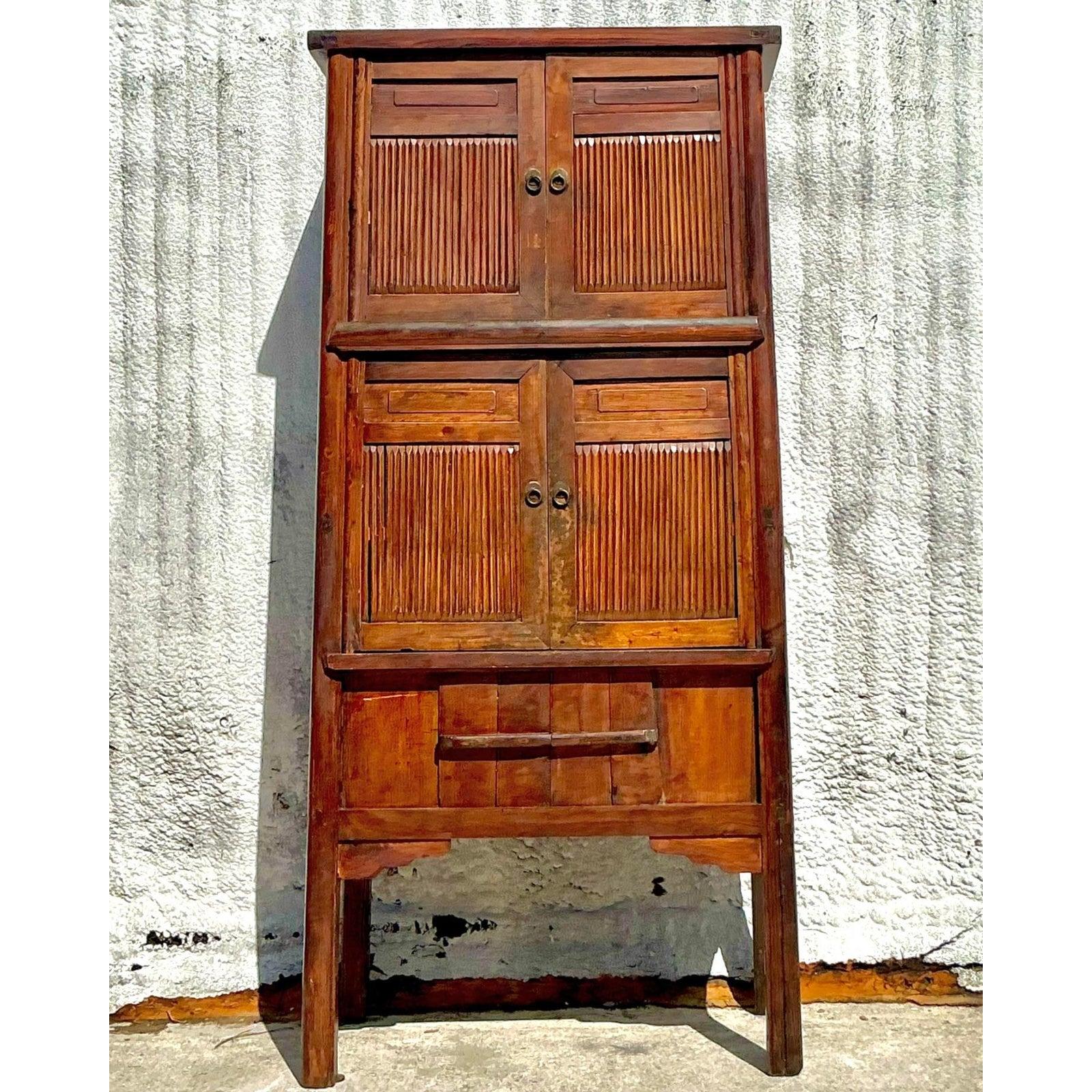 Vintage Boho Teak Tall Cabinet For Sale 3