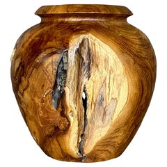 Vintage Boho Teak Turned Wood Vase