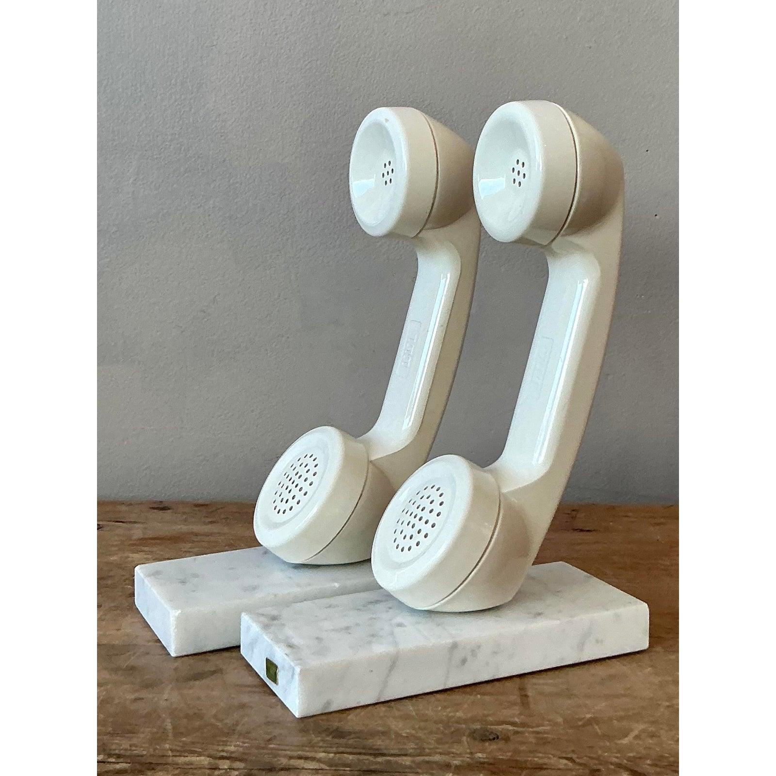 American Vintage Boho Telephone Bookends - Set of 2 For Sale