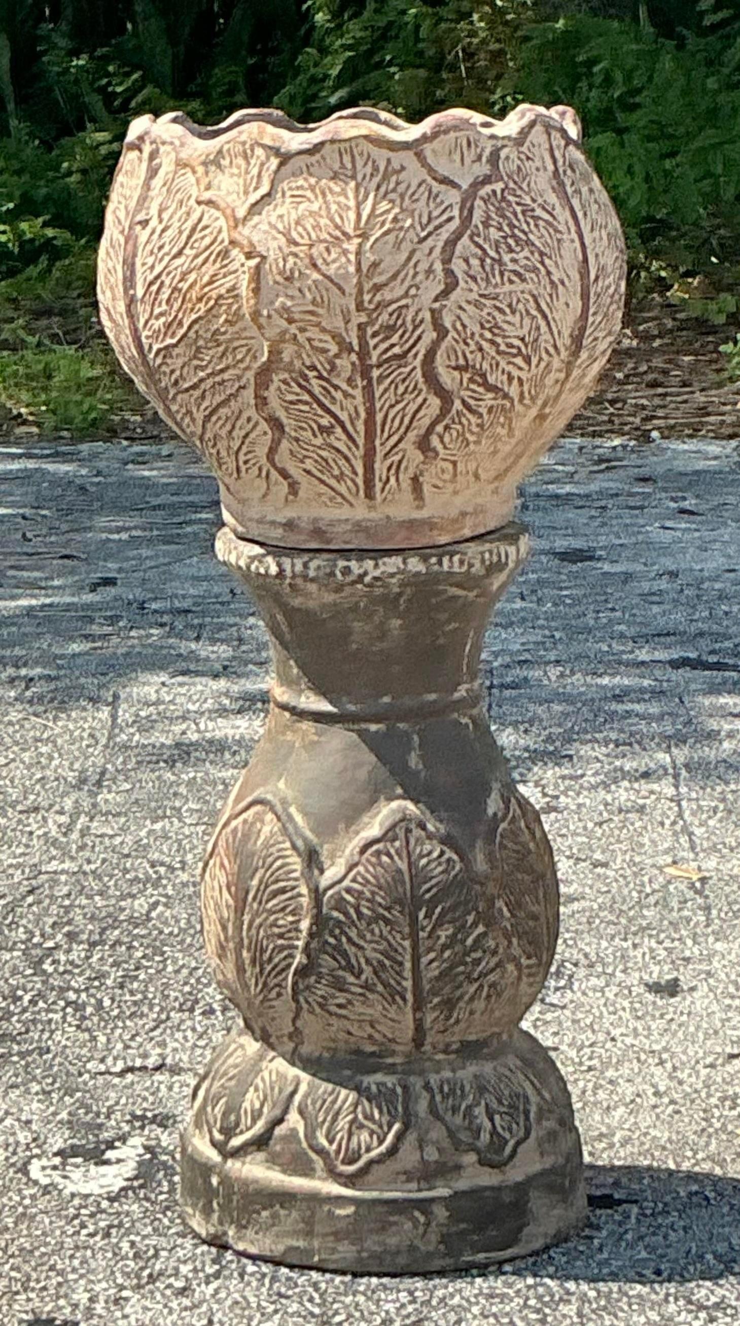 Vintage Boho Terrakotta Cabbage-Jardinière, Cabbage (amerikanisch) im Angebot