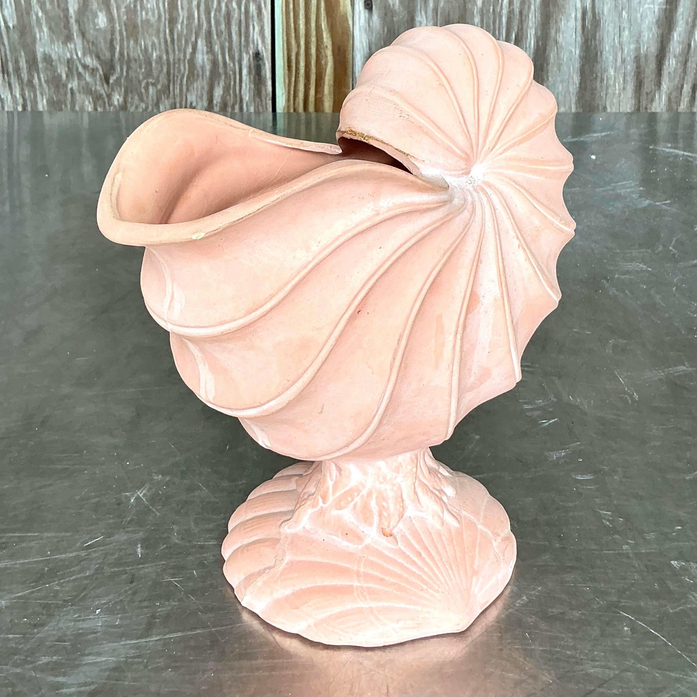Américain Vieille jardinière Boho en terre cuite Nautilus en vente
