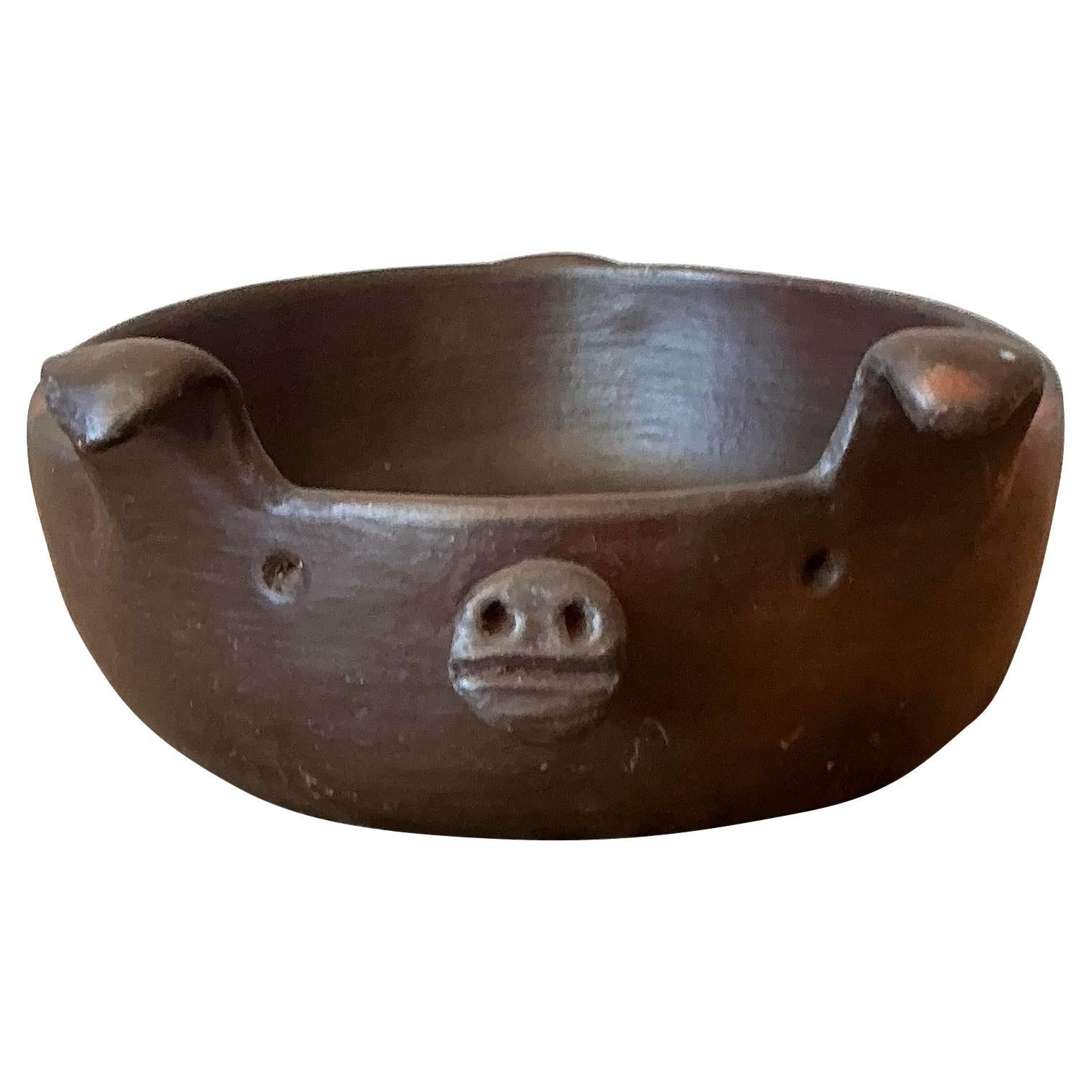 Vintage Boho Terra Cotta Pig Bowl