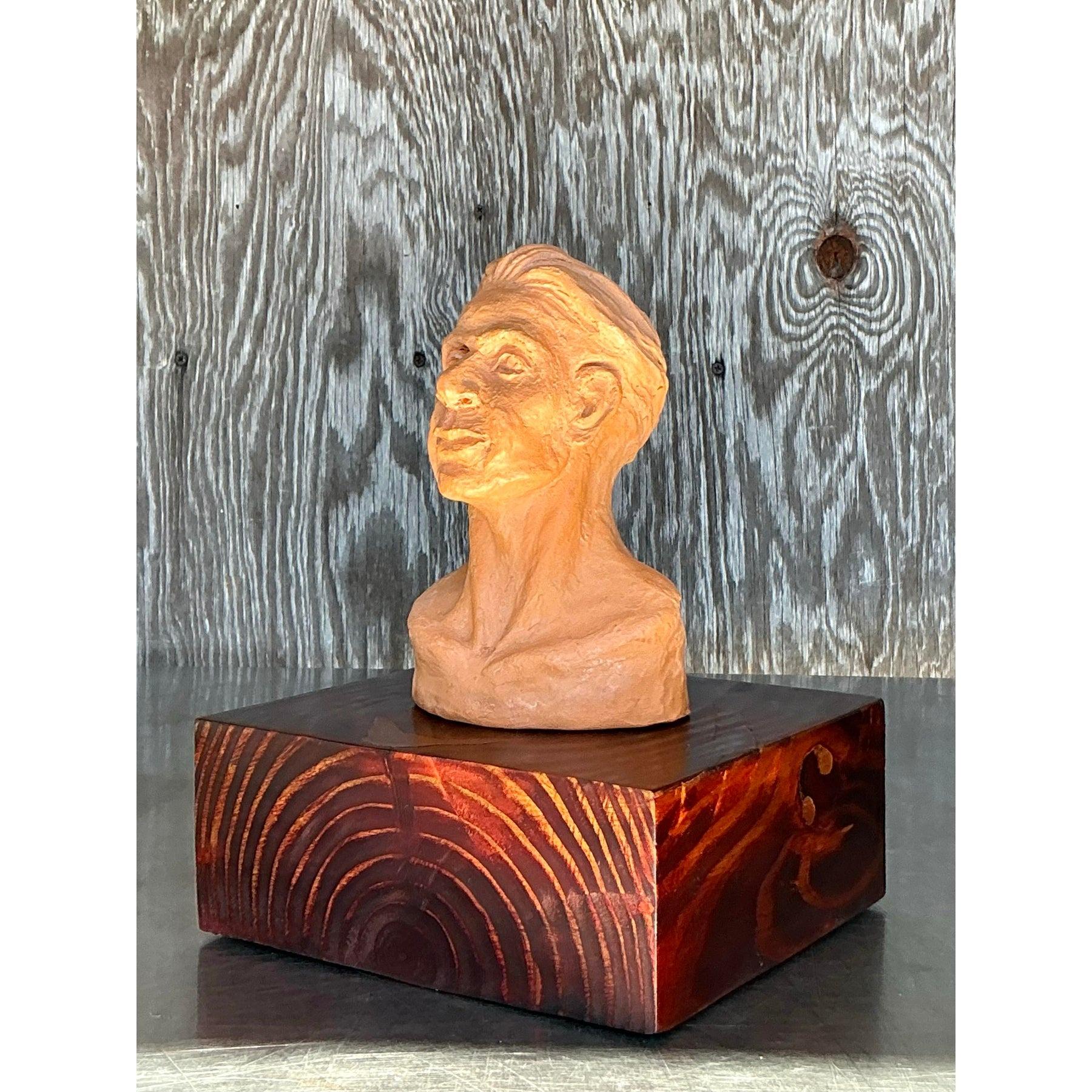 Busto di uomo in terracotta Vintage By In condizioni buone in vendita a West Palm Beach, FL