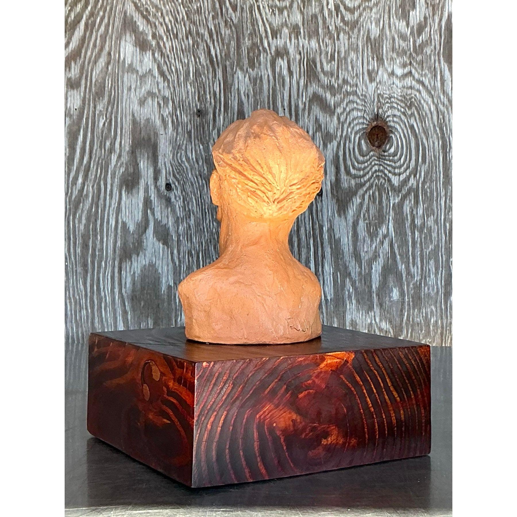 XX secolo Busto di uomo in terracotta Vintage By in vendita