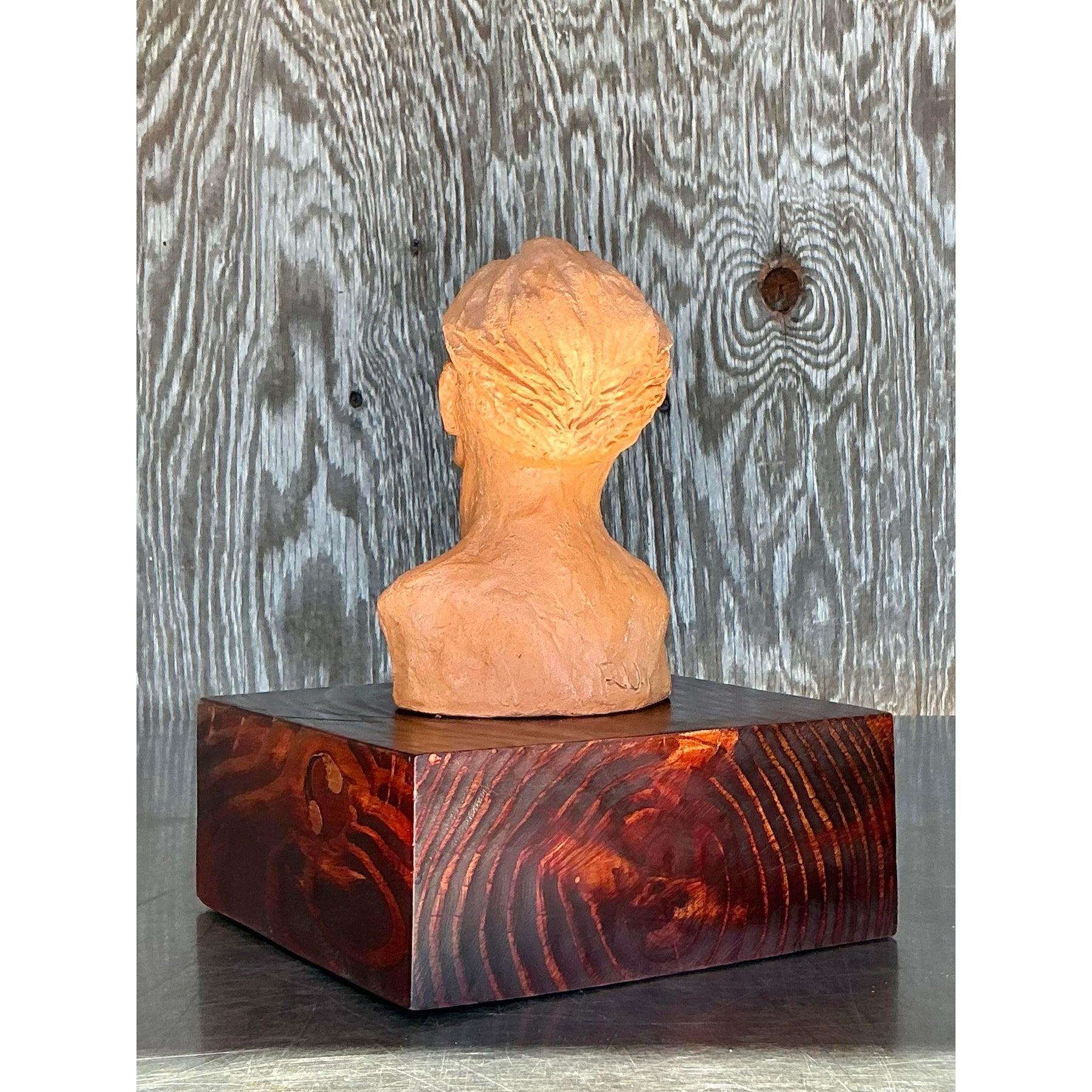 Terracotta Busto di uomo in terracotta Vintage By in vendita
