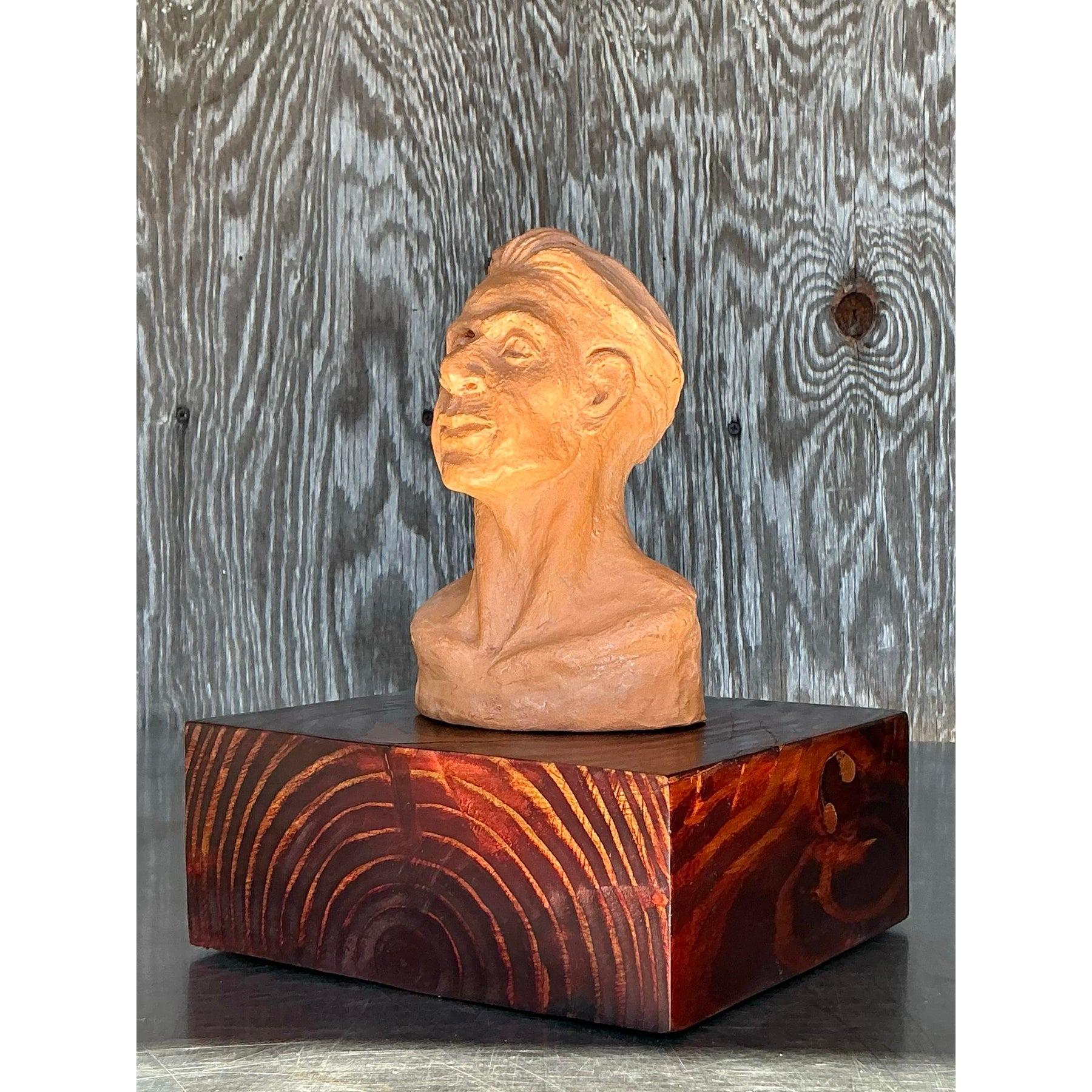 Busto di uomo in terracotta Vintage By in vendita 1