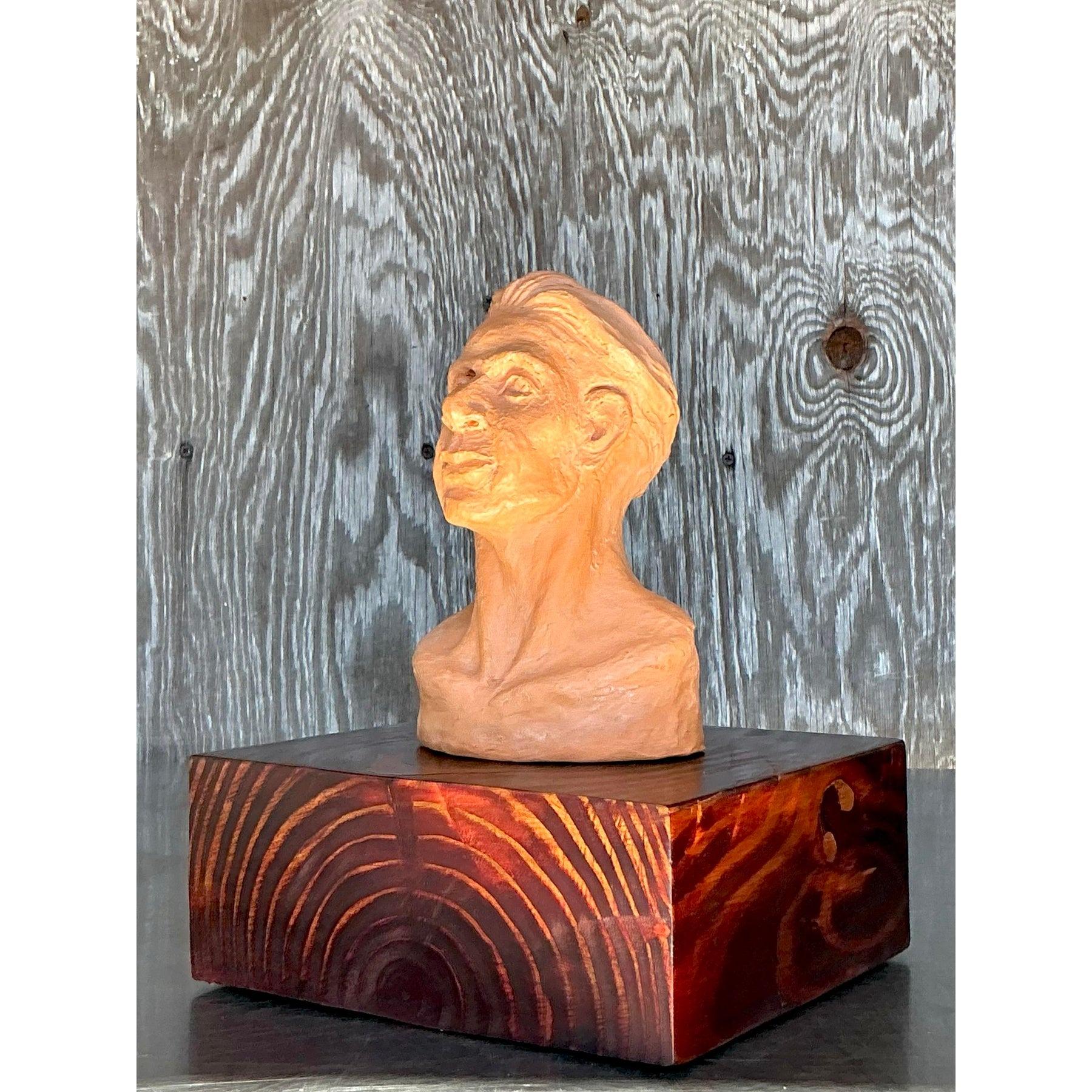 Busto di uomo in terracotta Vintage By in vendita 2