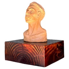 Vintage Boho Terracotta Bust of Man