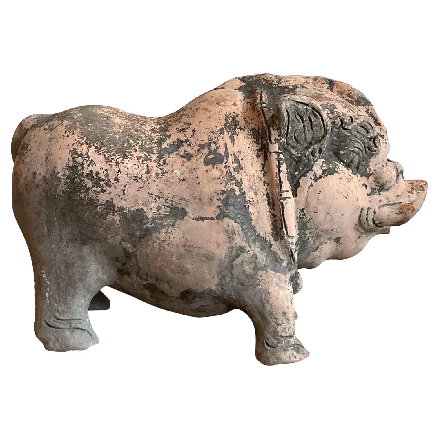 Cochon vintage Boho en terre cuite